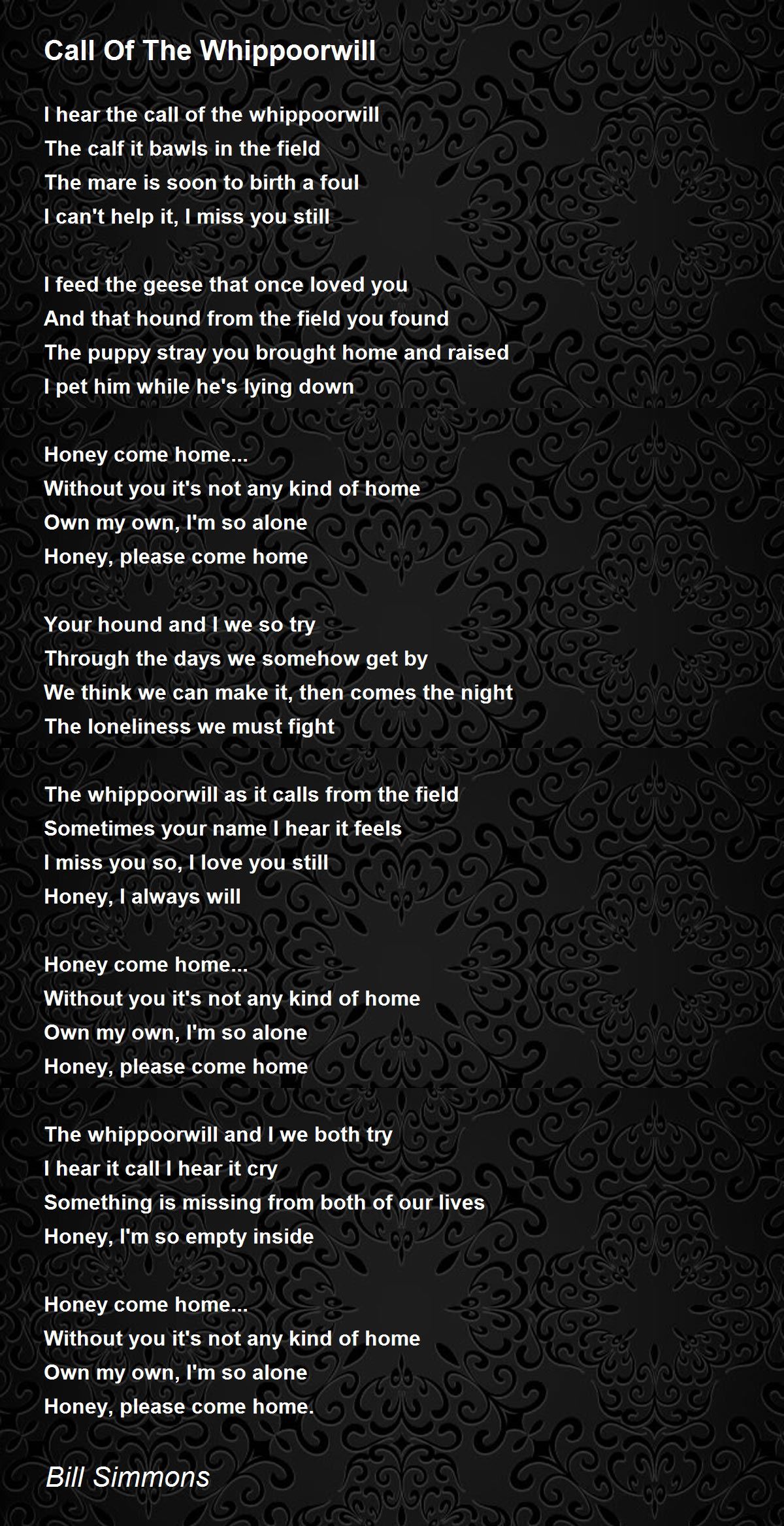 Call Of The Whippoorwill Poem by Bill Simmons - Poem Hunter