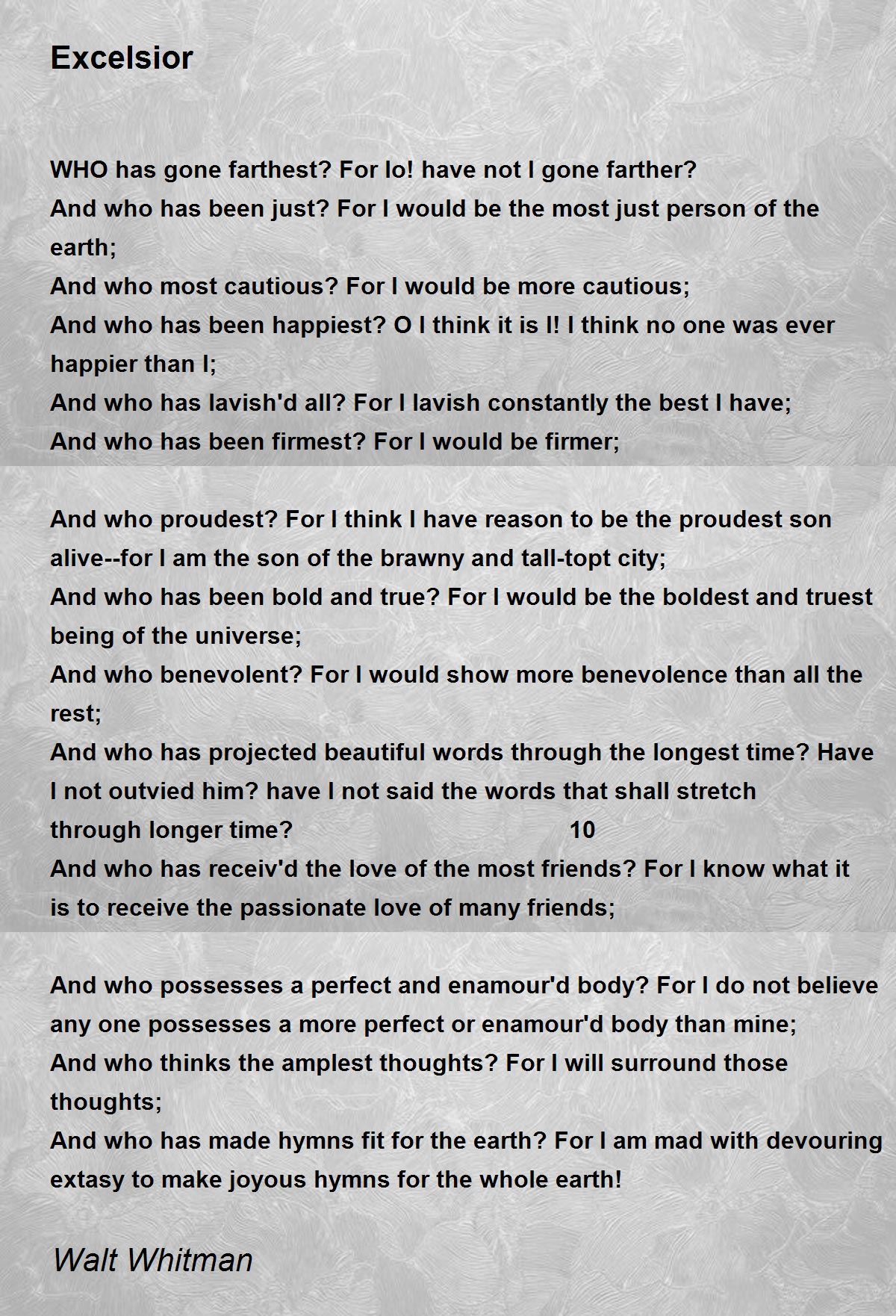 Excelsior Excelsior Poem by Walt Whitman