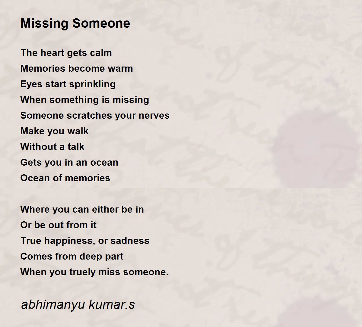 poems about missing someone