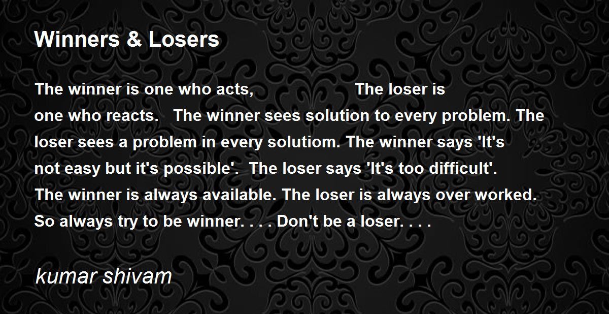 forex winners and losers poem