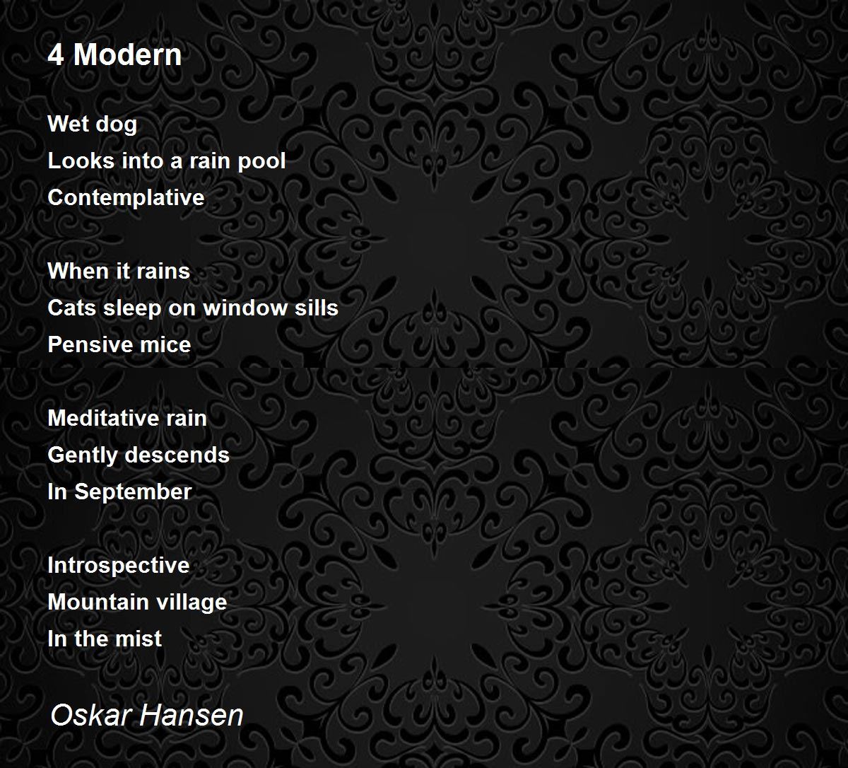 4 Modern by Jan Oskar Hansen 4 Modern Poem