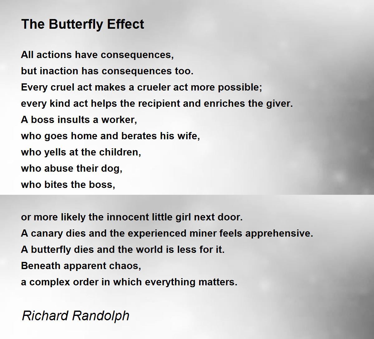 The Butterfly Effect Poem by Richard Randolph Poem Hunter