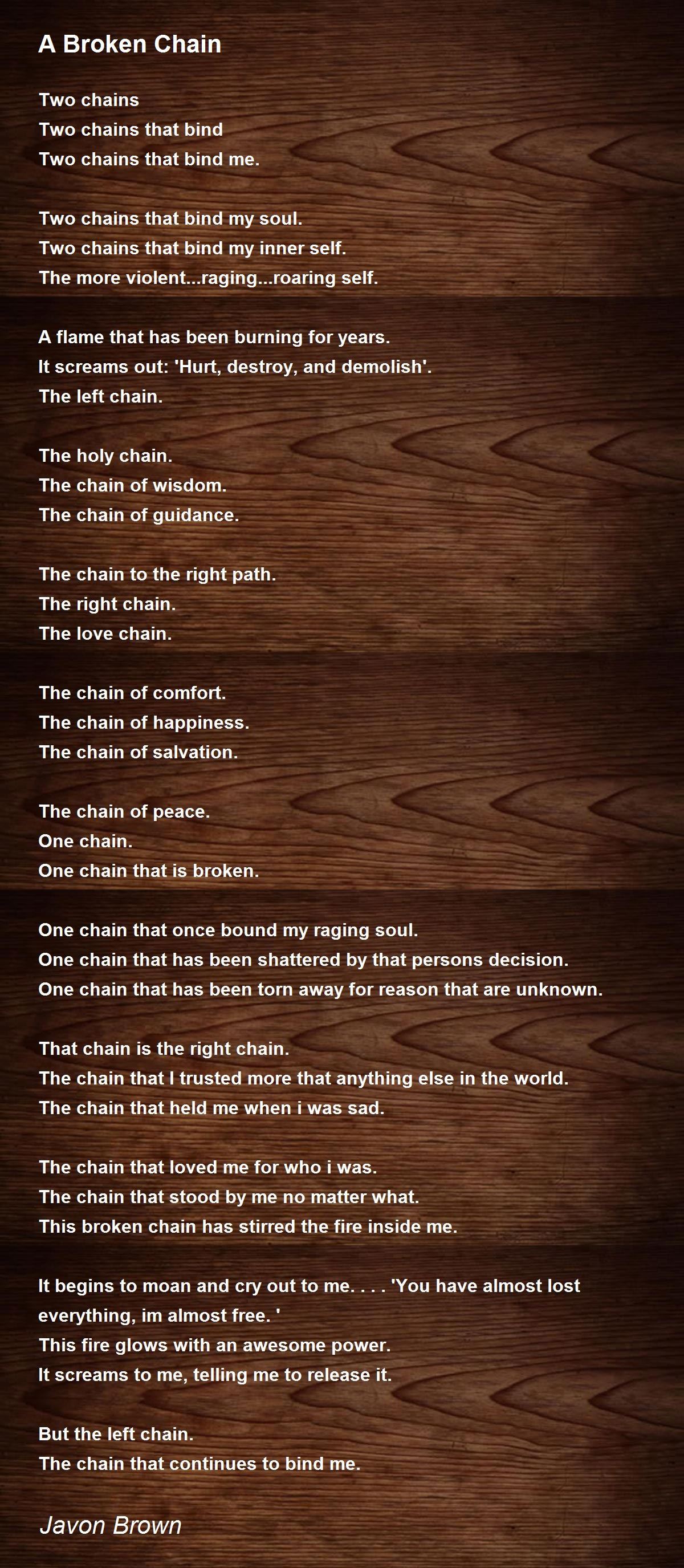 A Broken Chain - A Broken Chain Poem by Javon Brown