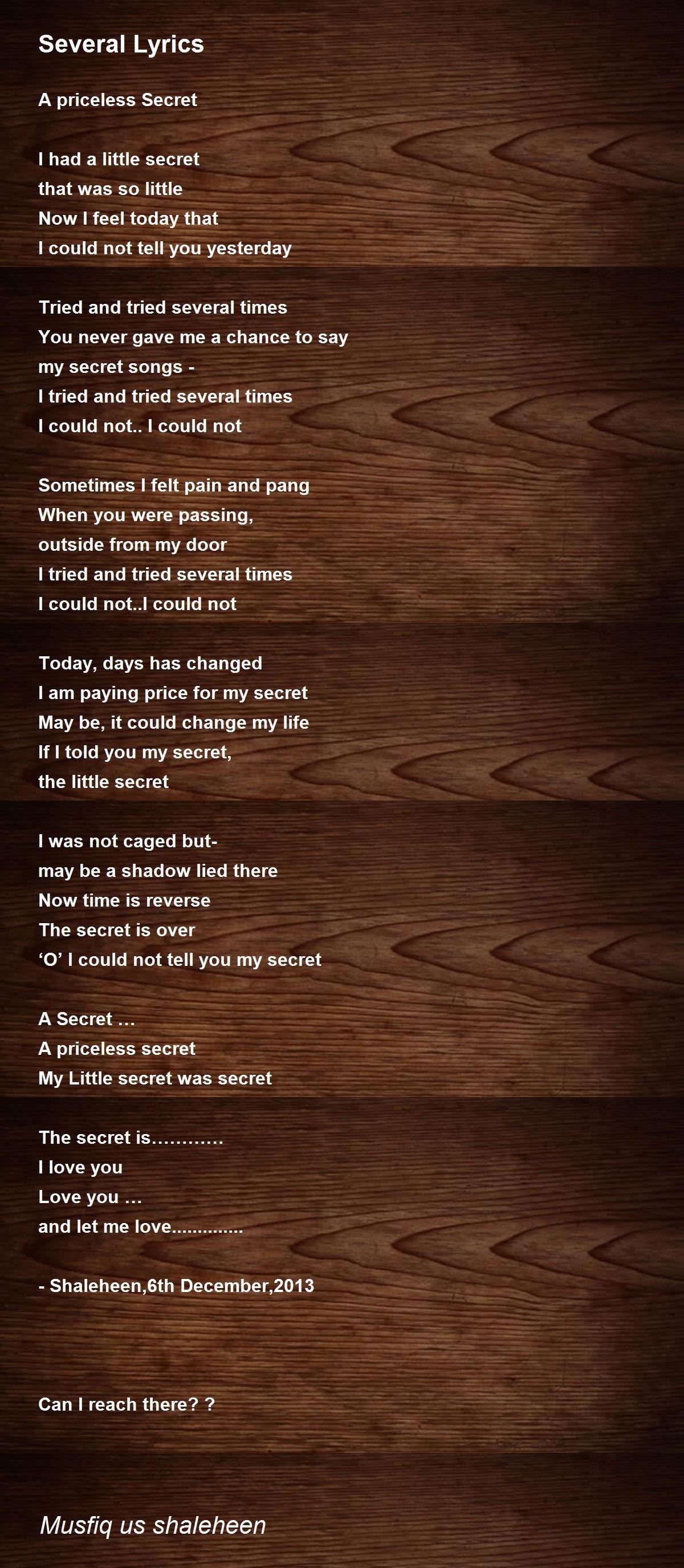 Several Lyrics by Musfiq us shaleheen Several Lyrics Poem