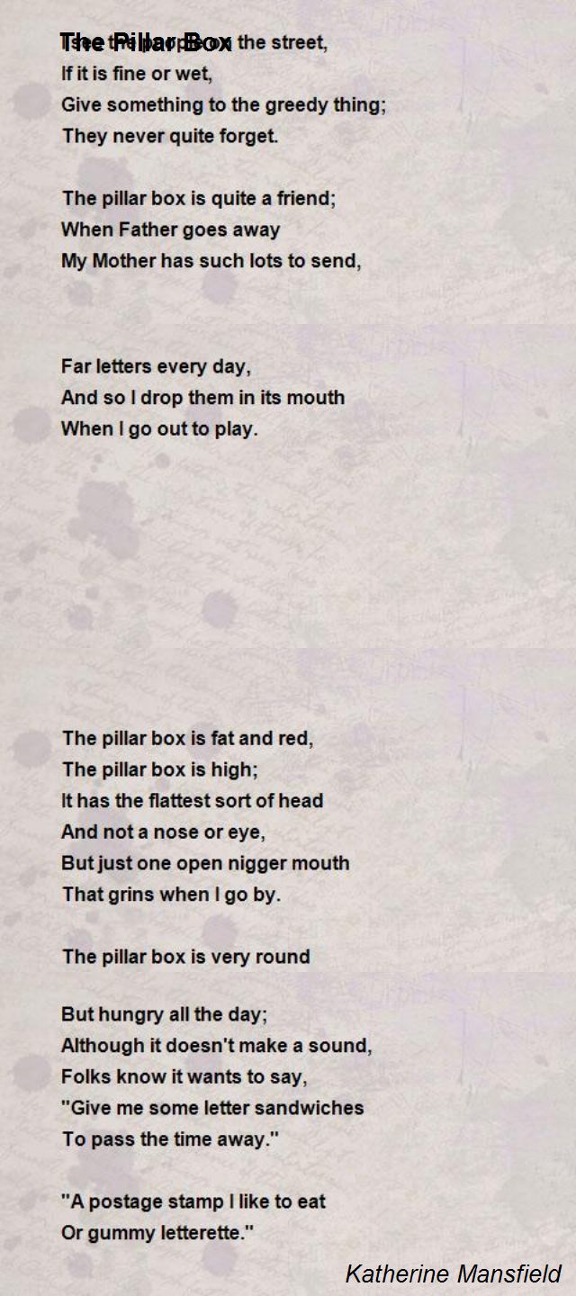 The Pillar Box Poem by Katherine Mansfield Poem Hunter