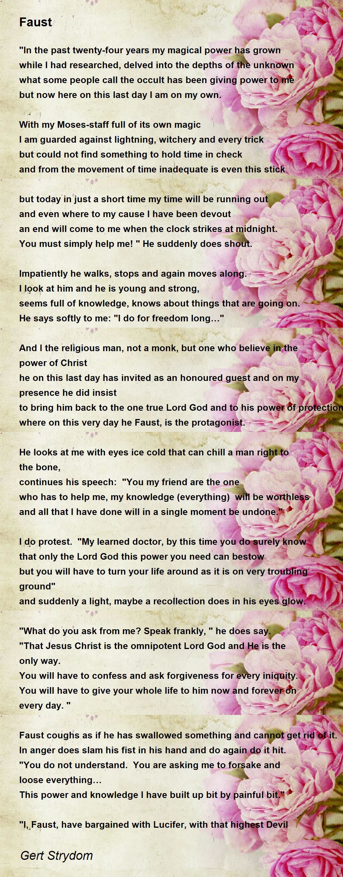 Faust Faust Poem by Gert Strydom