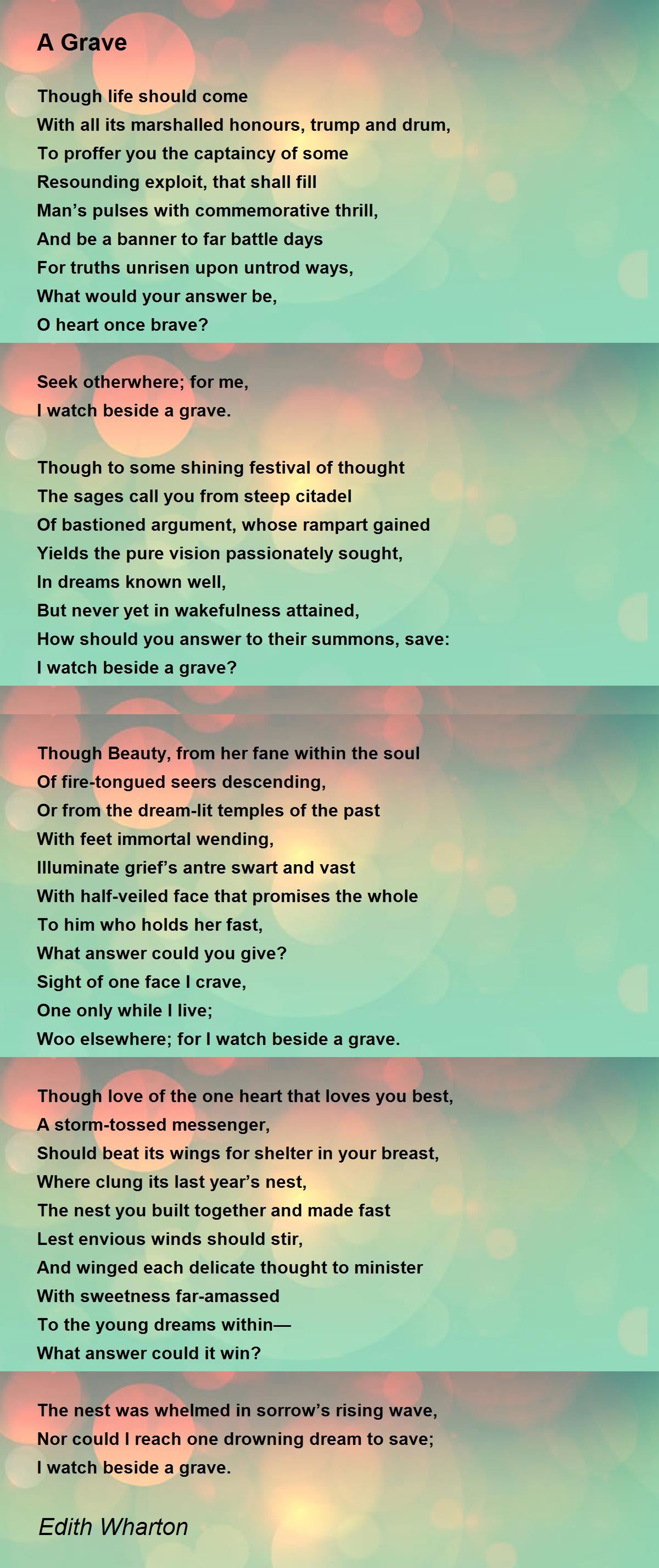 A Grave Poem by Edith Wharton - Poem Hunter