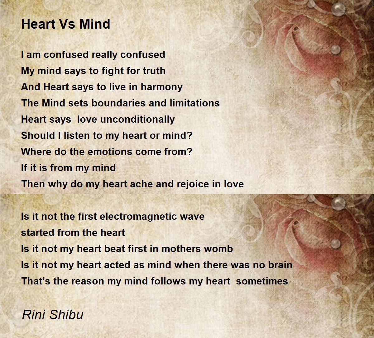 Heart Vs Mind Heart Vs Mind Poem by Rini Shibu