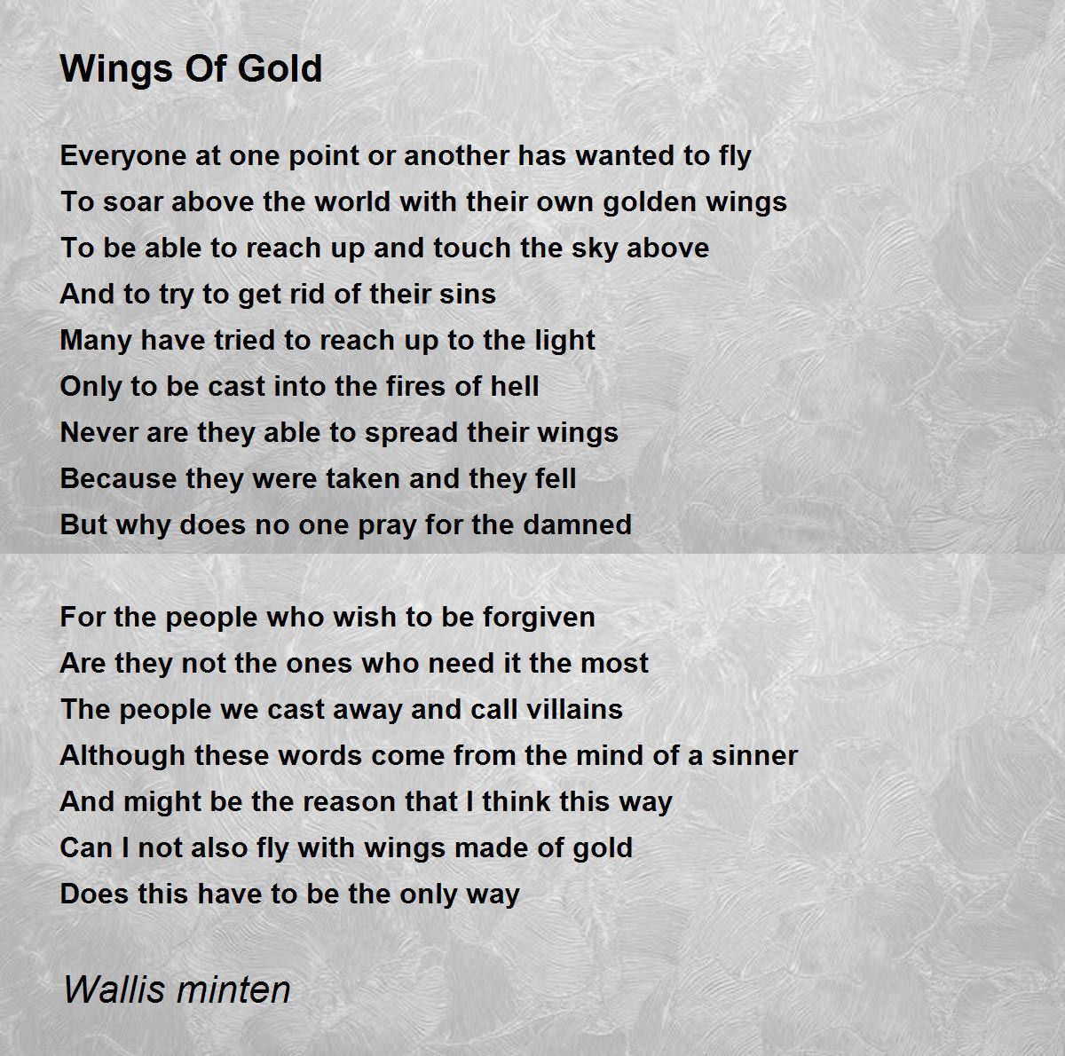 Wings Of Gold Wings Of Gold Poem by Wallis minten