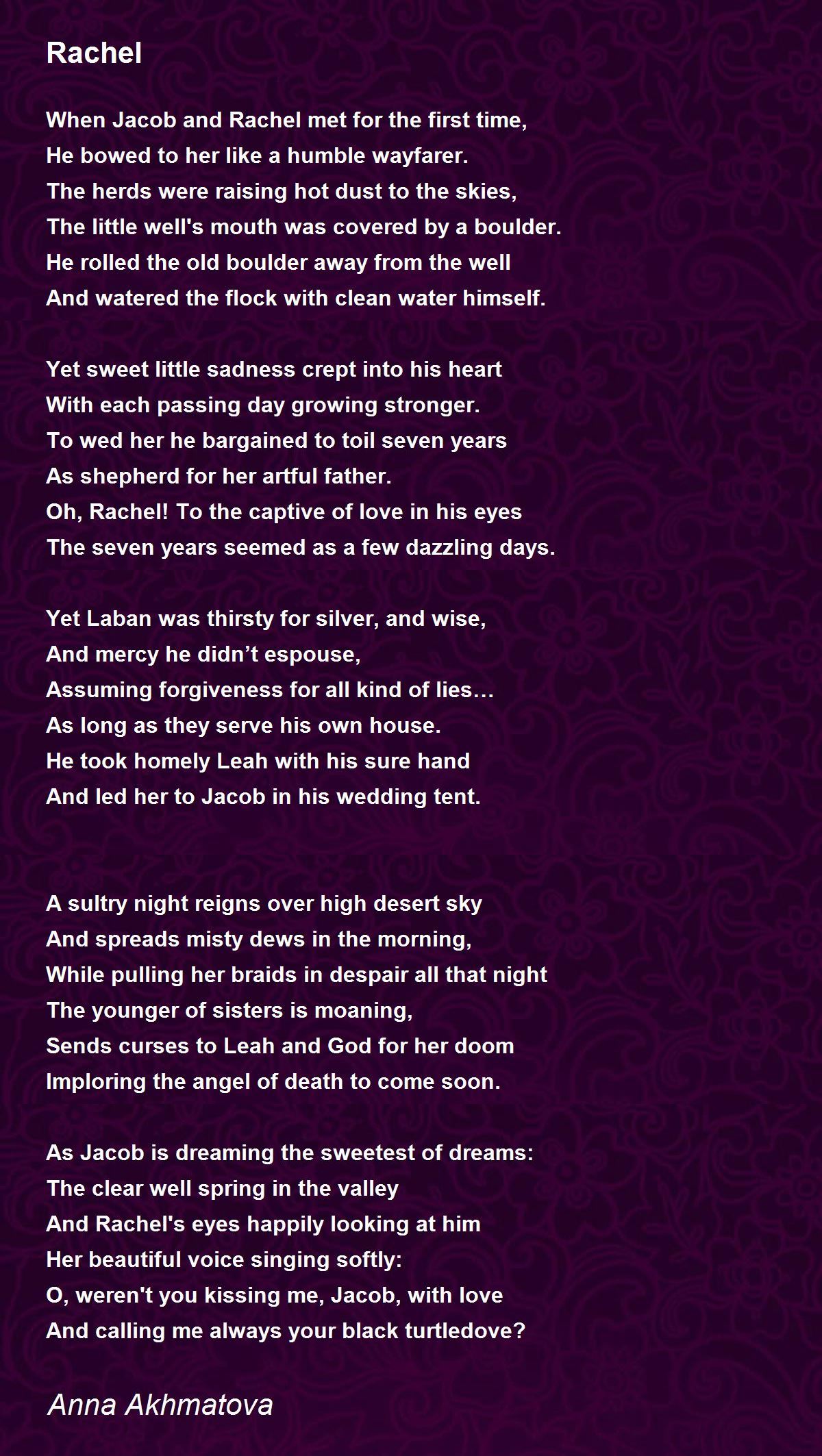 Rachel Poem by Anna Akhmatova - Poem Hunter