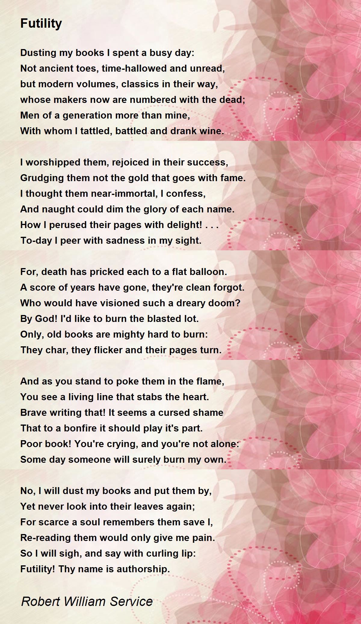 Futility Futility Poem By Robert William Service