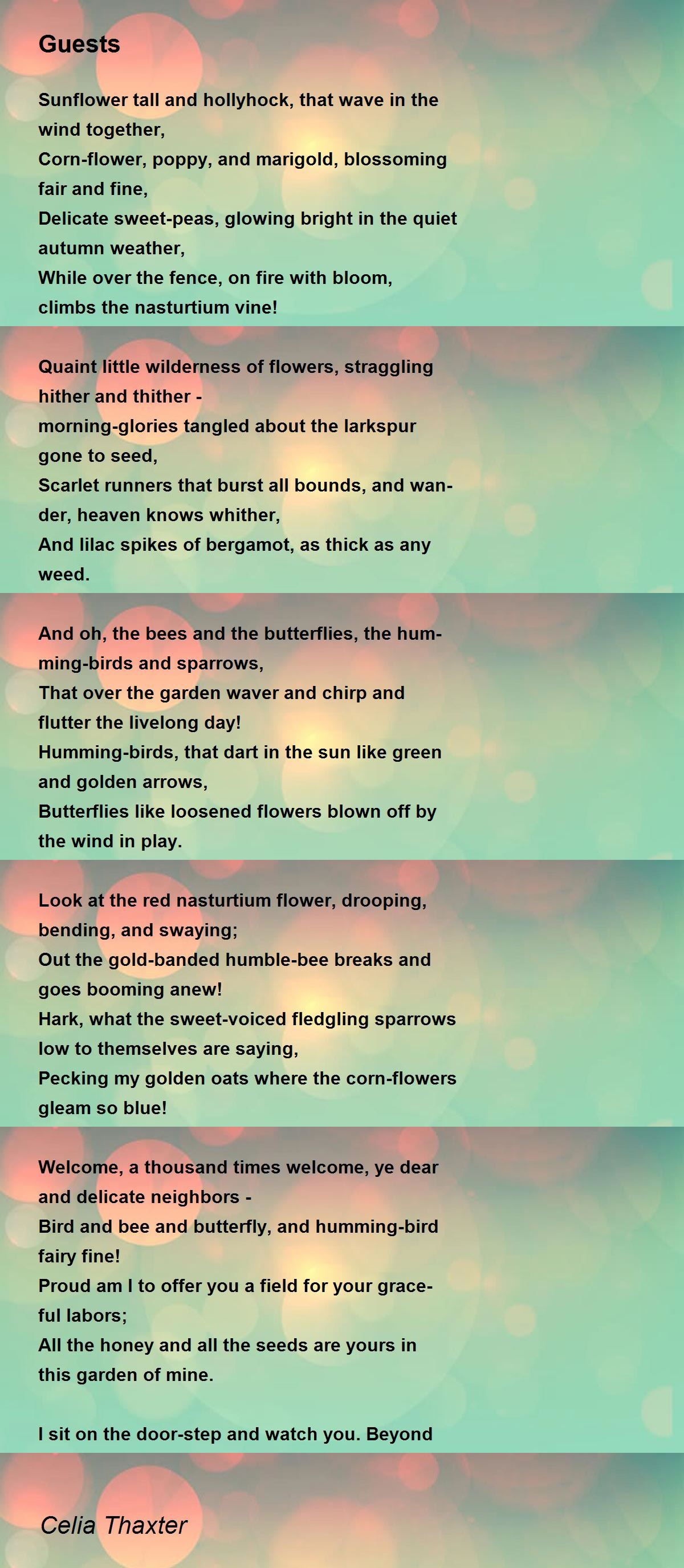 Guests Poem by Celia Thaxter - Poem Hunter