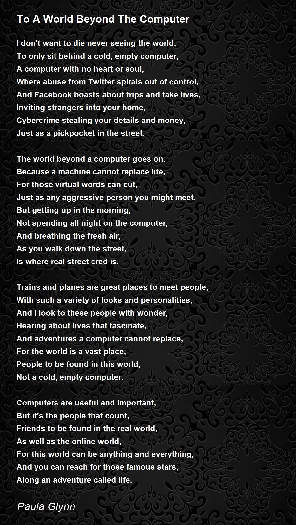 To A World Beyond The Computer To A World Beyond The Computer Poem by