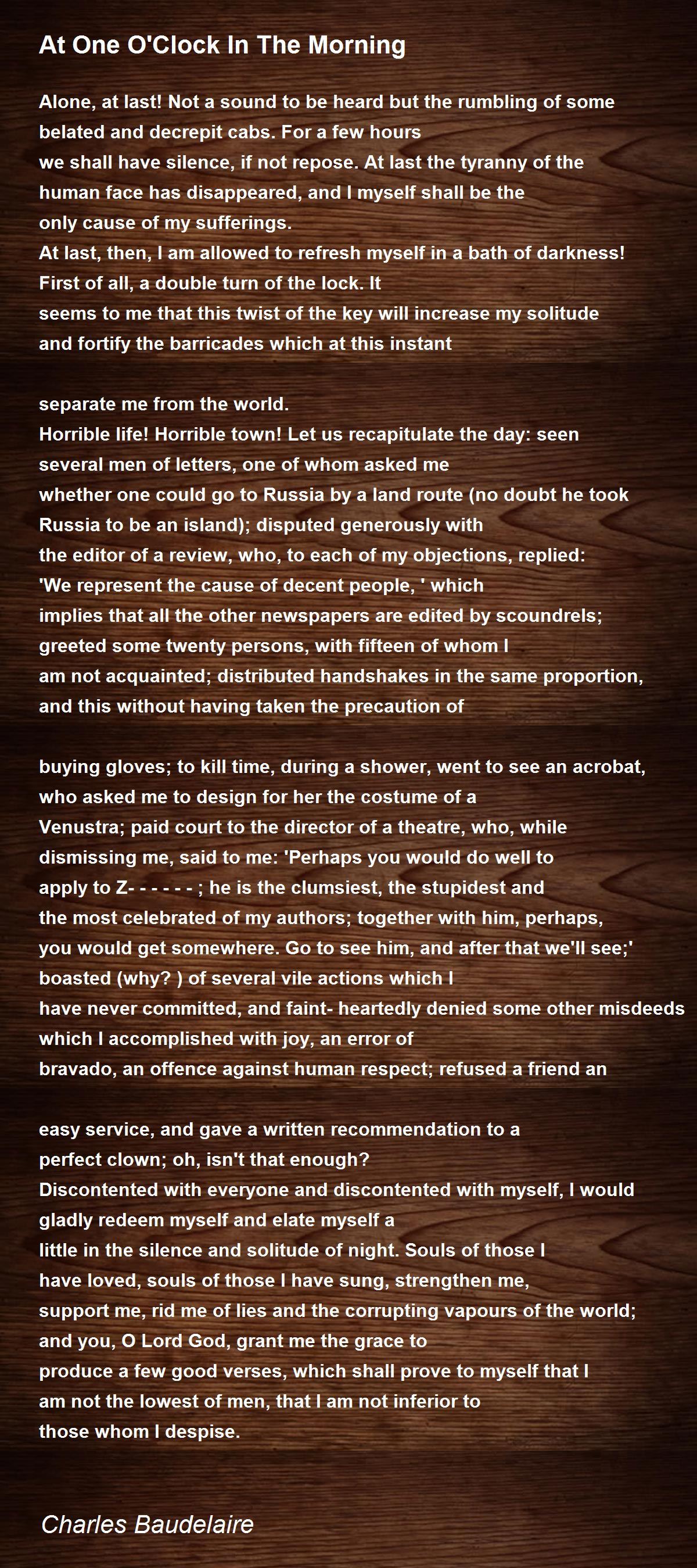 At One O'Clock In The Morning Poem by Charles Baudelaire Poem Hunter