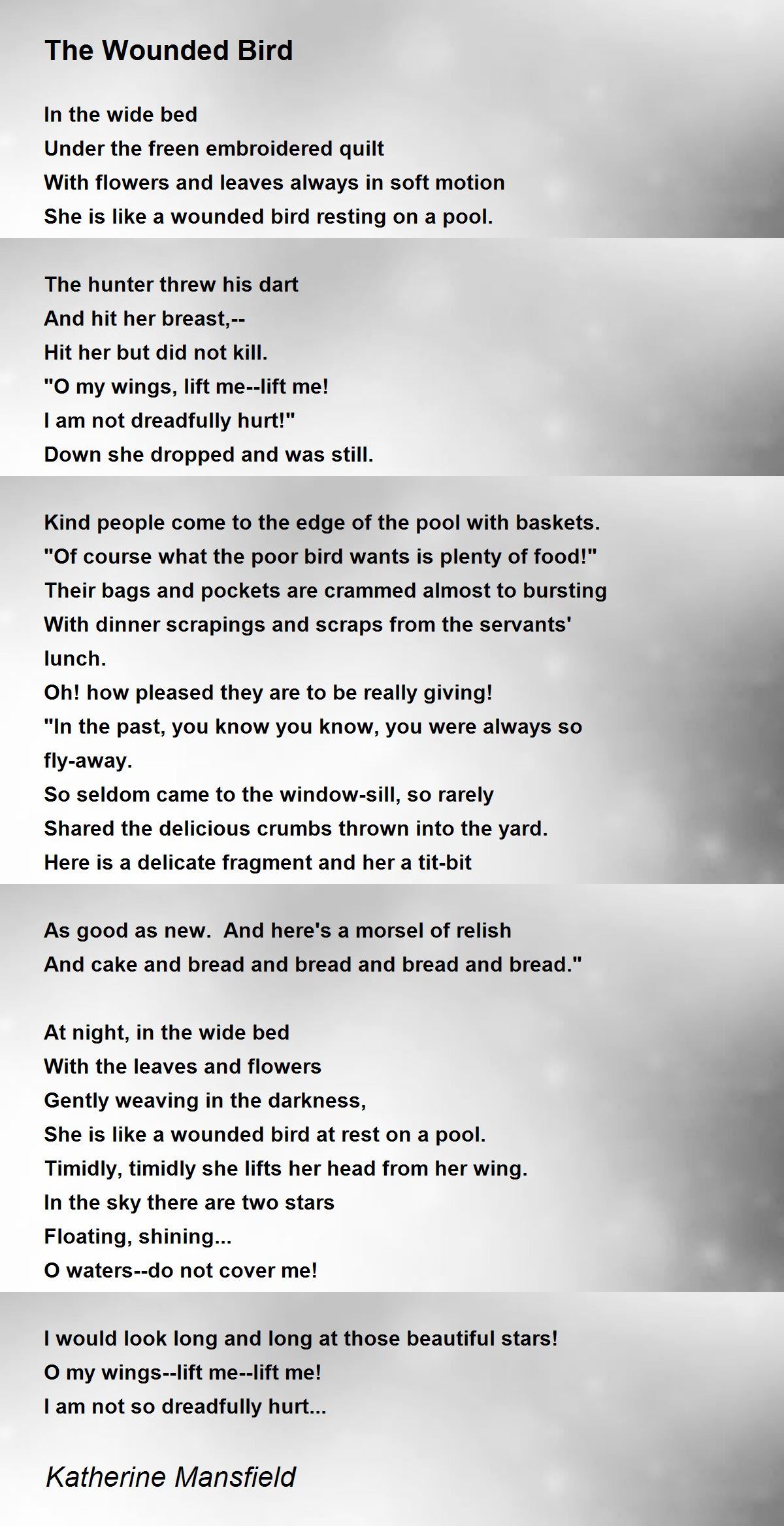 The Wounded Bird The Wounded Bird Poem by Katherine Mansfield