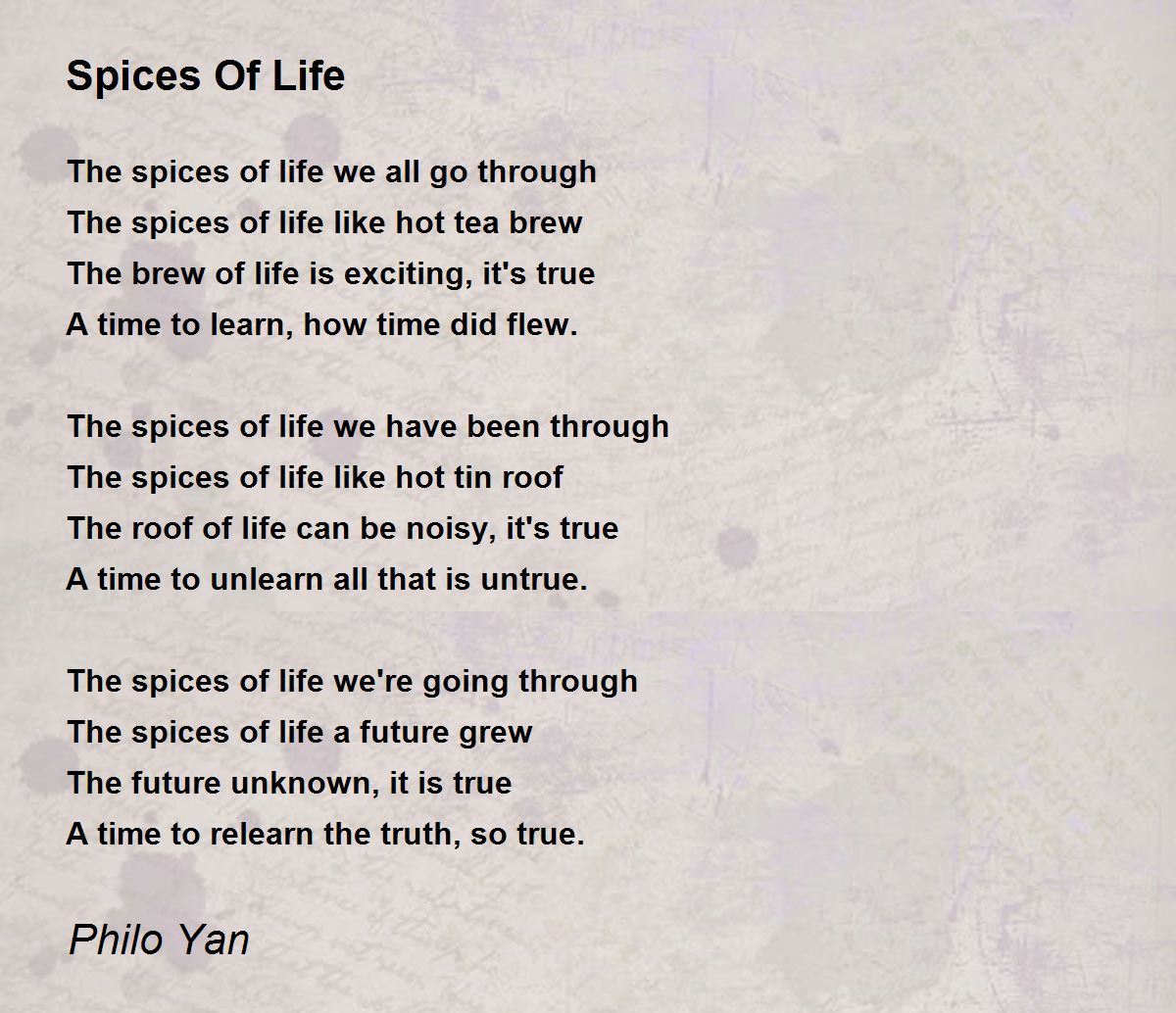 Spices Of Life Spices Of Life Poem by Philo Yan