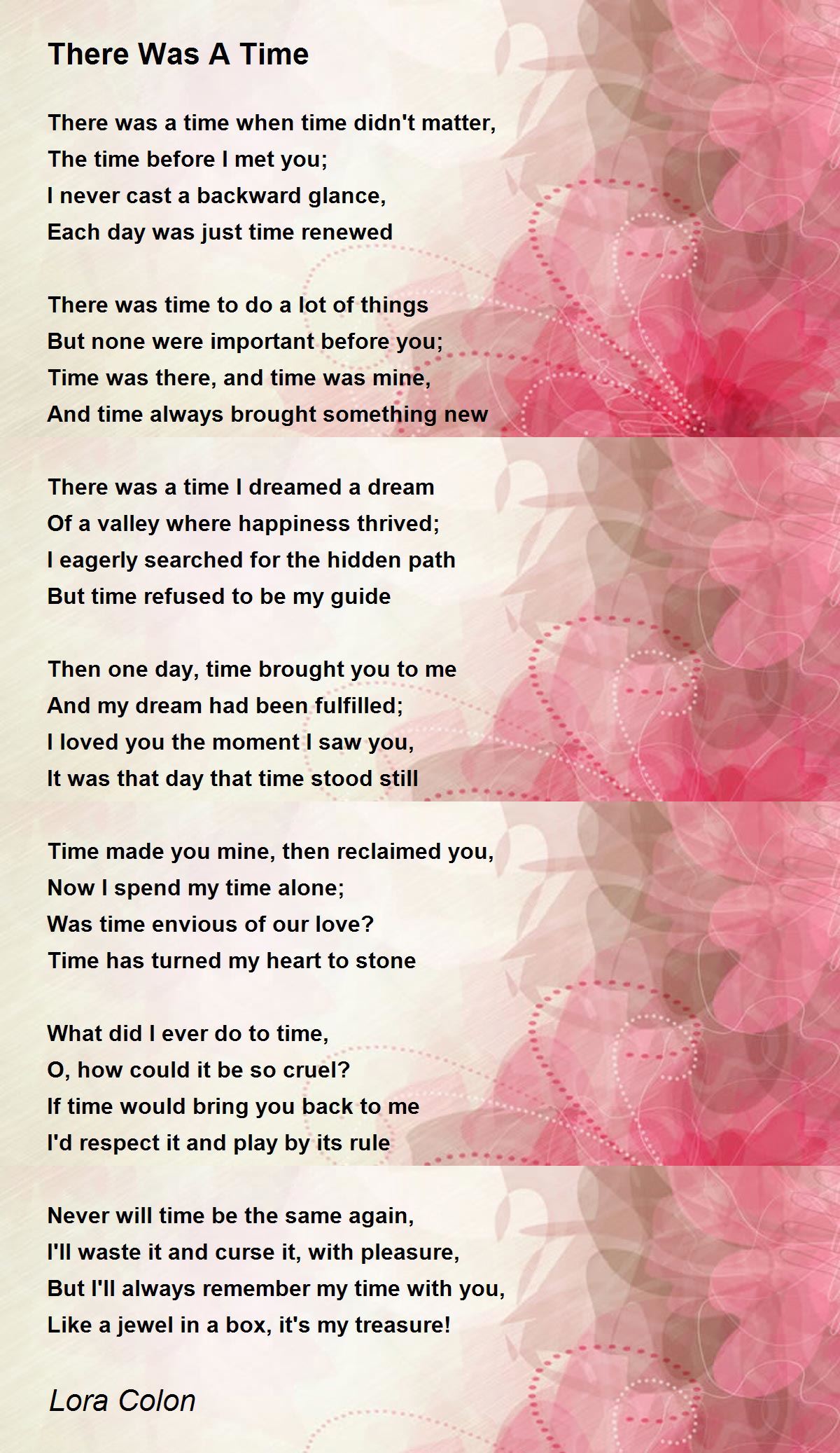 There Was A Time Poem by Lora Colon Poem Hunter