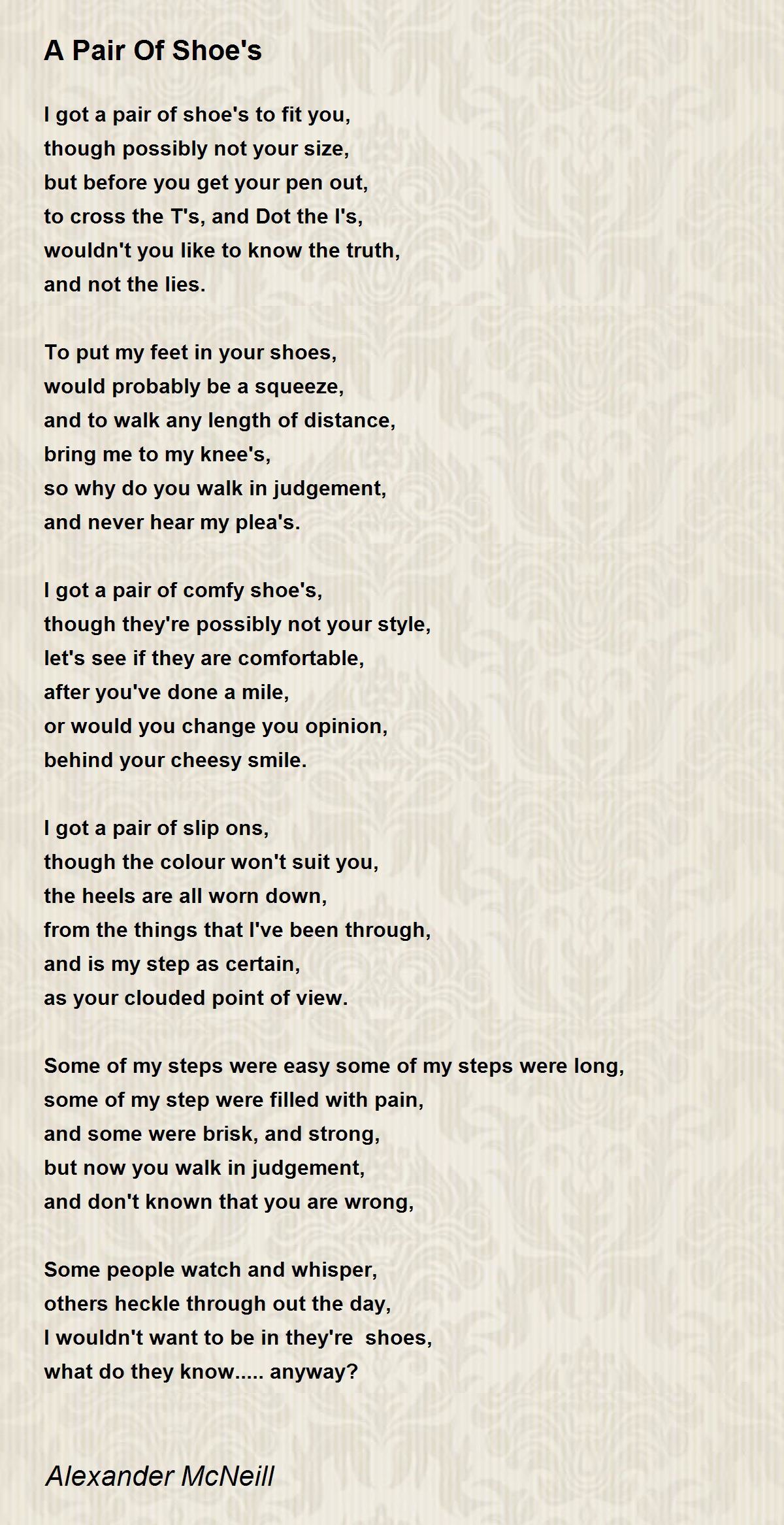 A Pair Of Shoe's A Pair Of Shoe's Poem by Alexander McNeill
