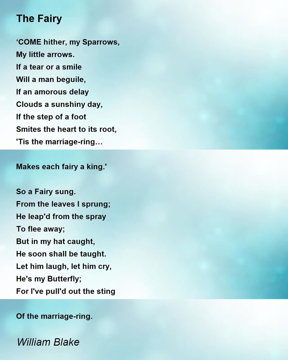 The Fairy Poem by William Blake - Poem Hunter Comments