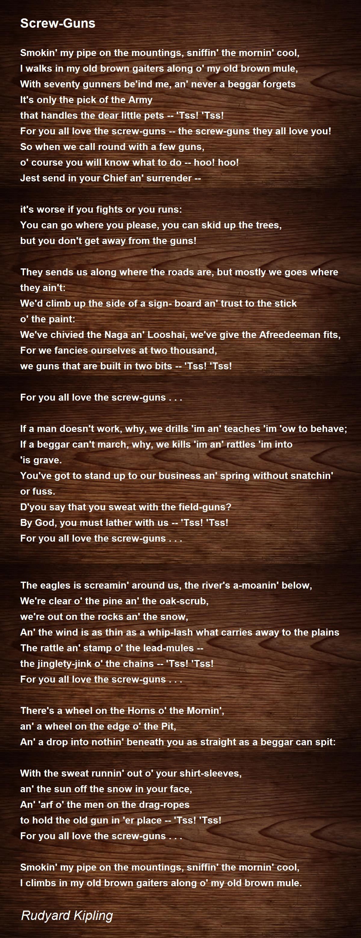 Screw-Guns Poem by Rudyard Kipling - Poem Hunter