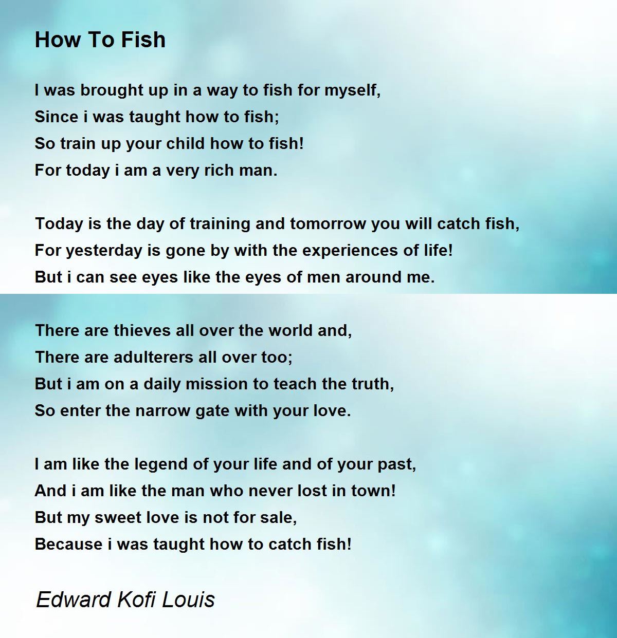 How To Fish Poem by Edward Kofi Louis Poem Hunter