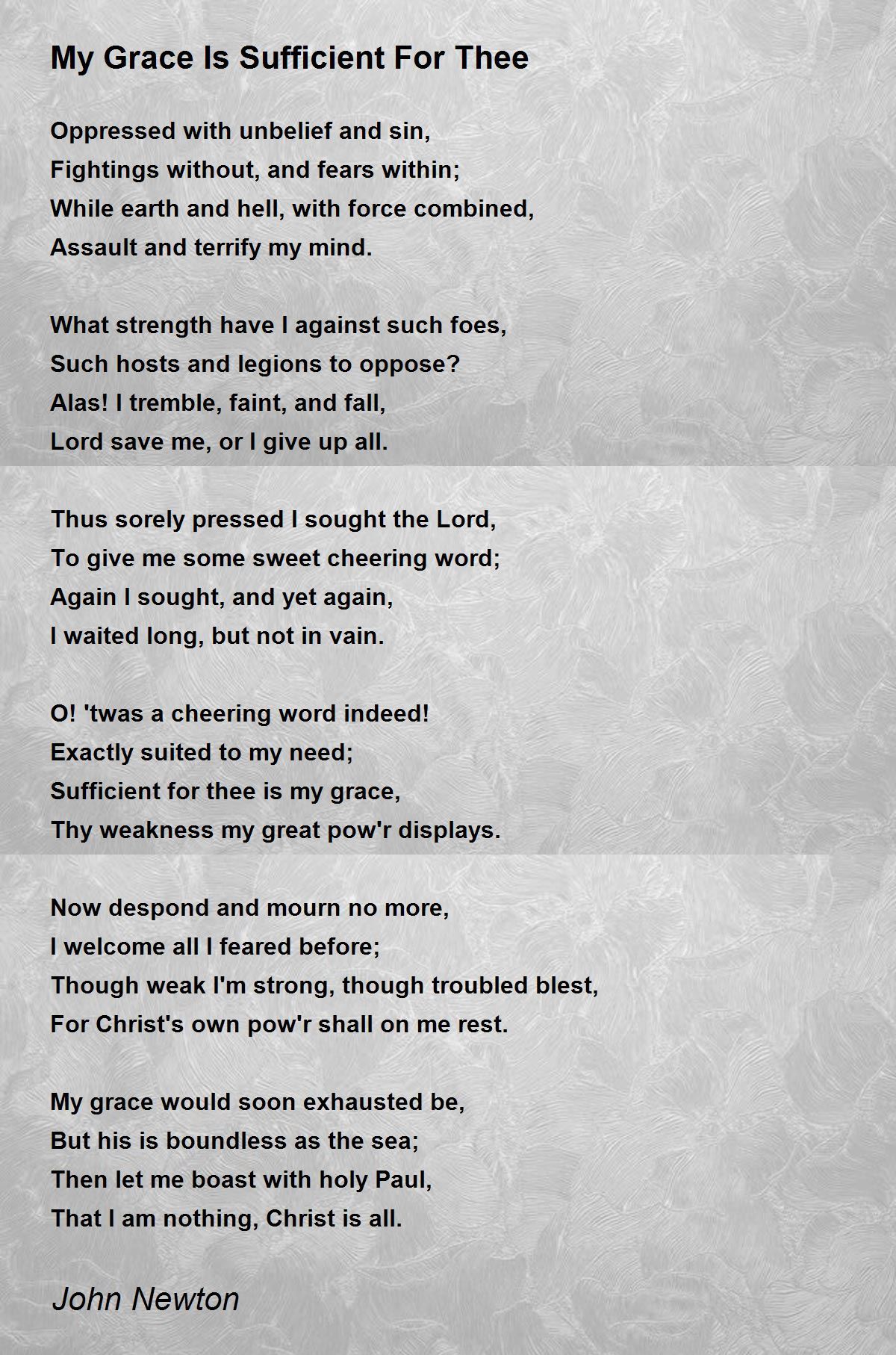 My Grace Is Sufficient For Thee My Grace Is Sufficient For Thee Poem