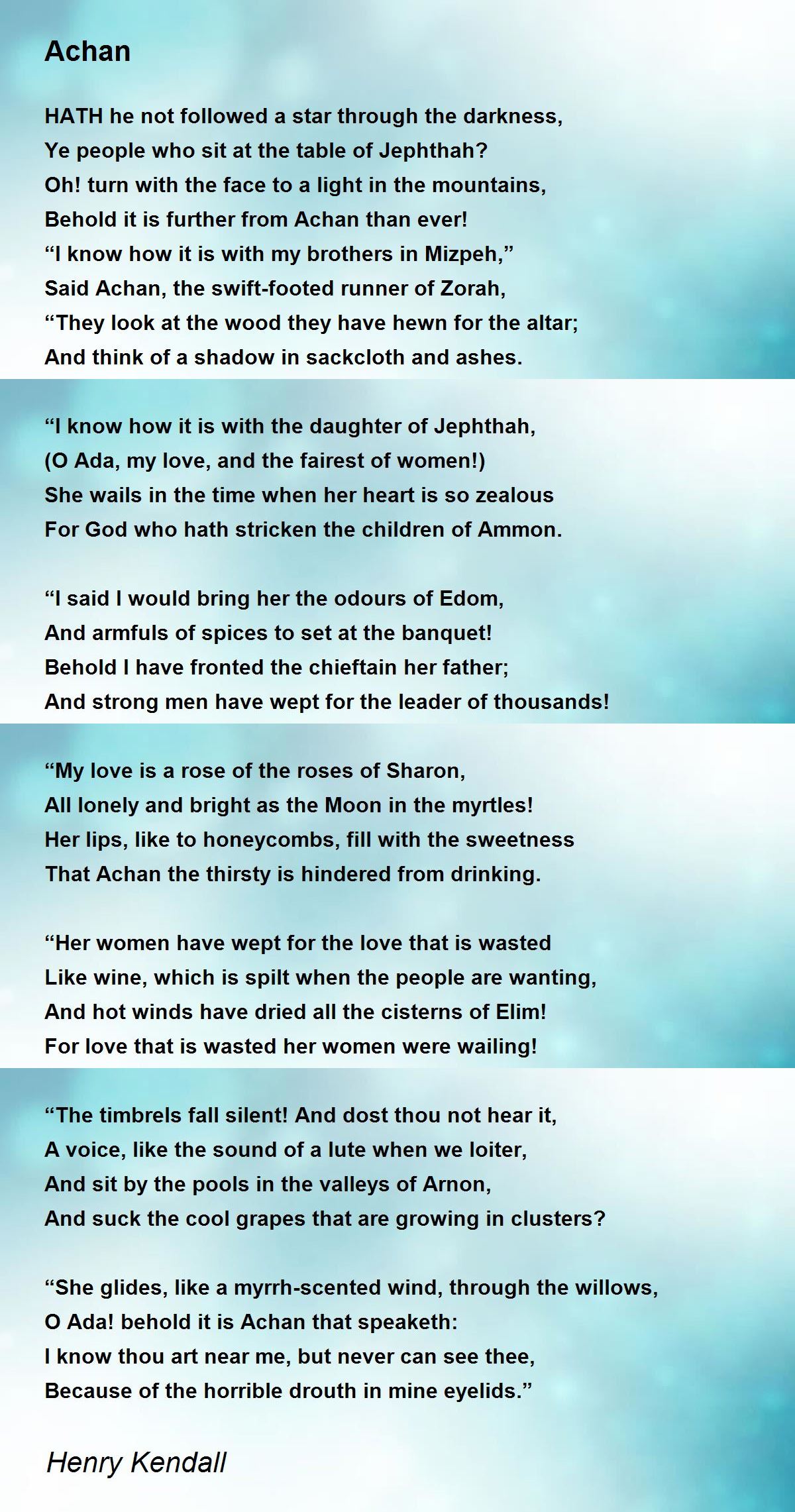 Achan - Achan Poem by Henry Kendall