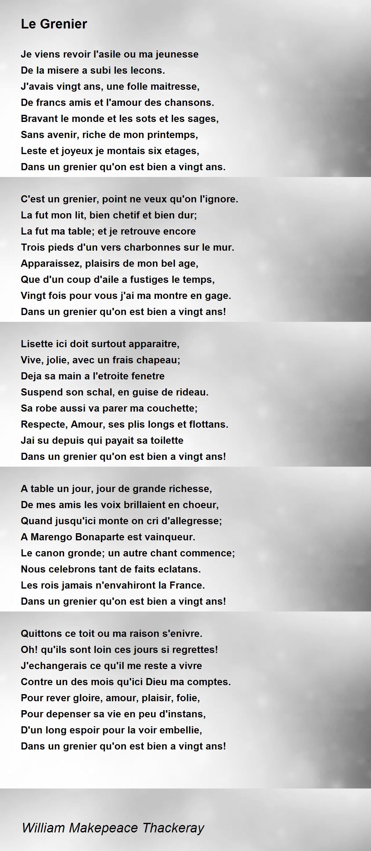 Le Grenier Le Grenier Poem By William Makepeace Thackeray Le Grenier Le Grenier Poem By William Makepeace Thackeray