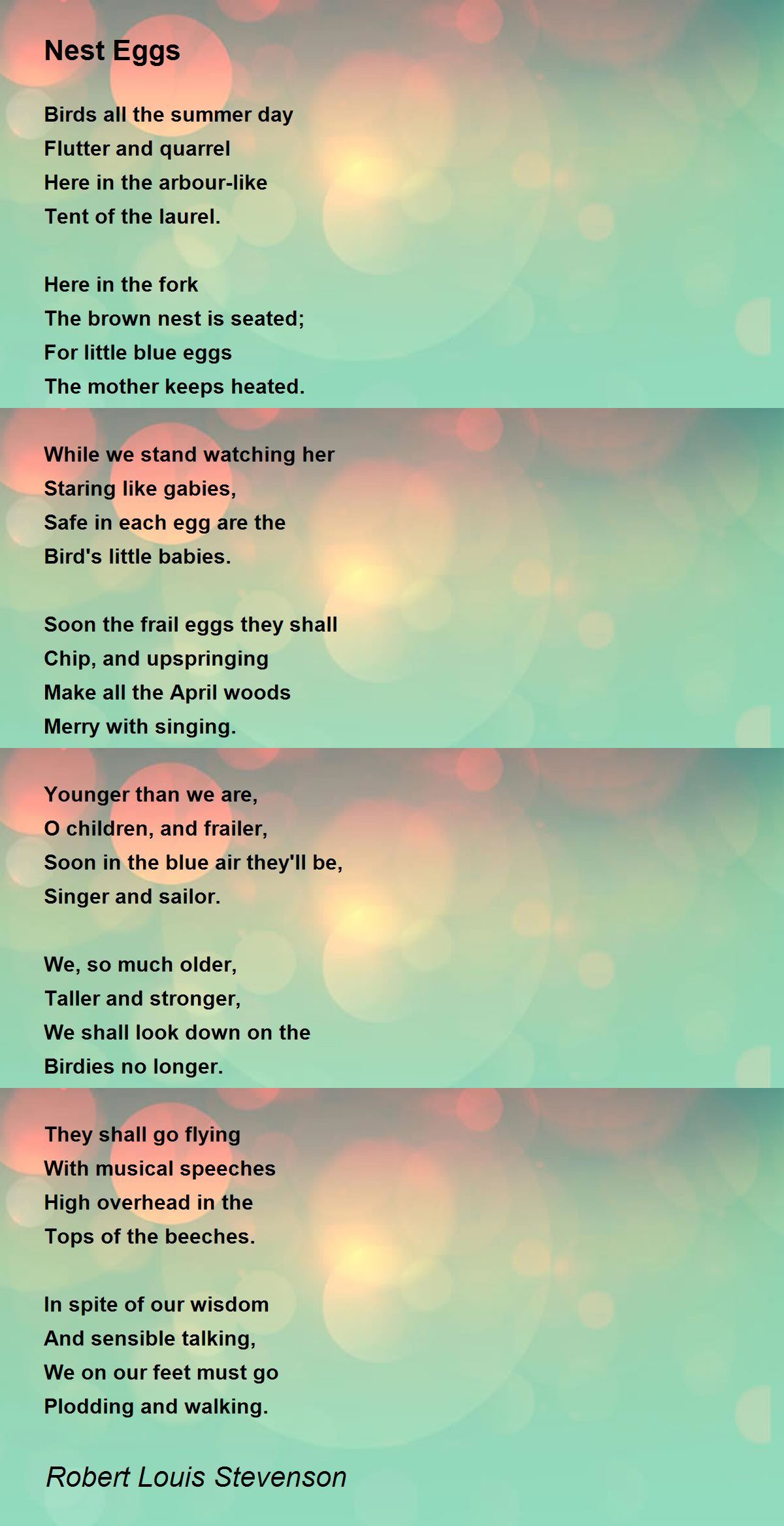 Nest Eggs Poem by Robert Louis Stevenson - Poem Hunter
