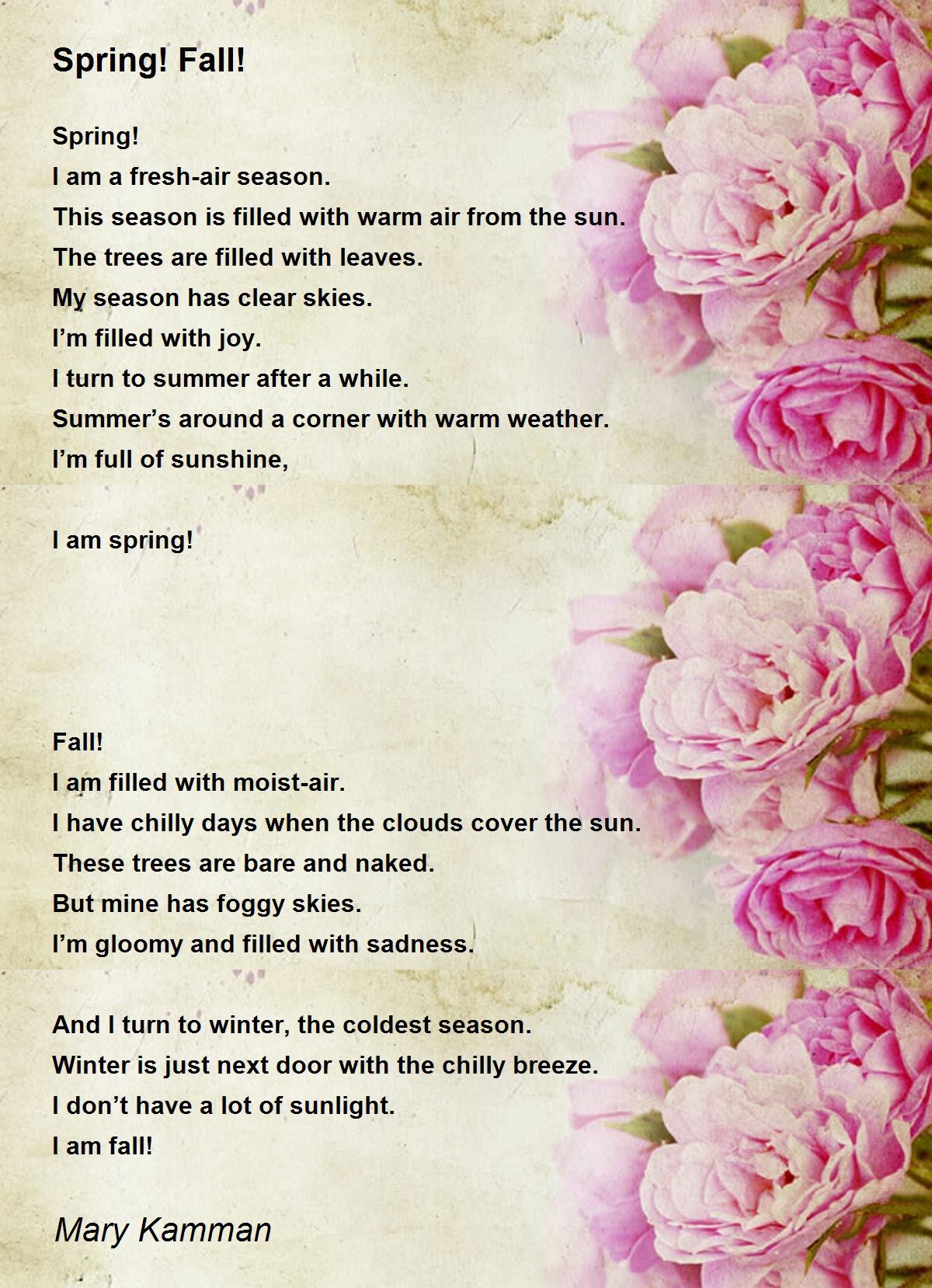 Spring! Fall! by Mary Kamman Spring! Fall! Poem