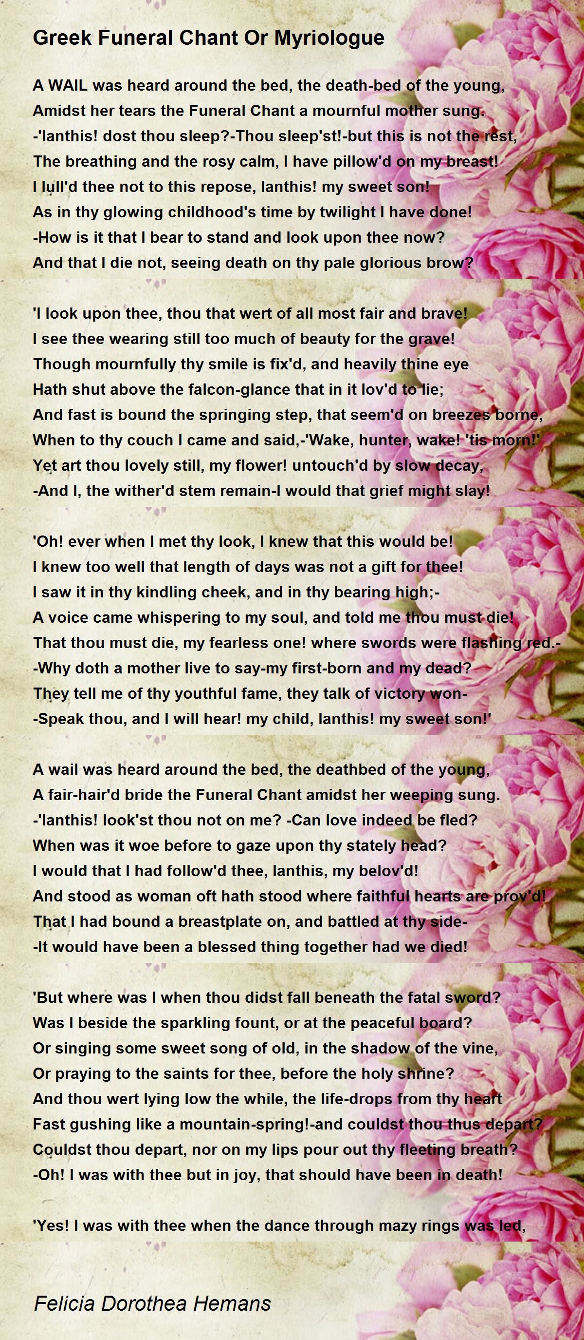 Greek Funeral Chant Or Myriologue Greek Funeral Chant Or Myriologue