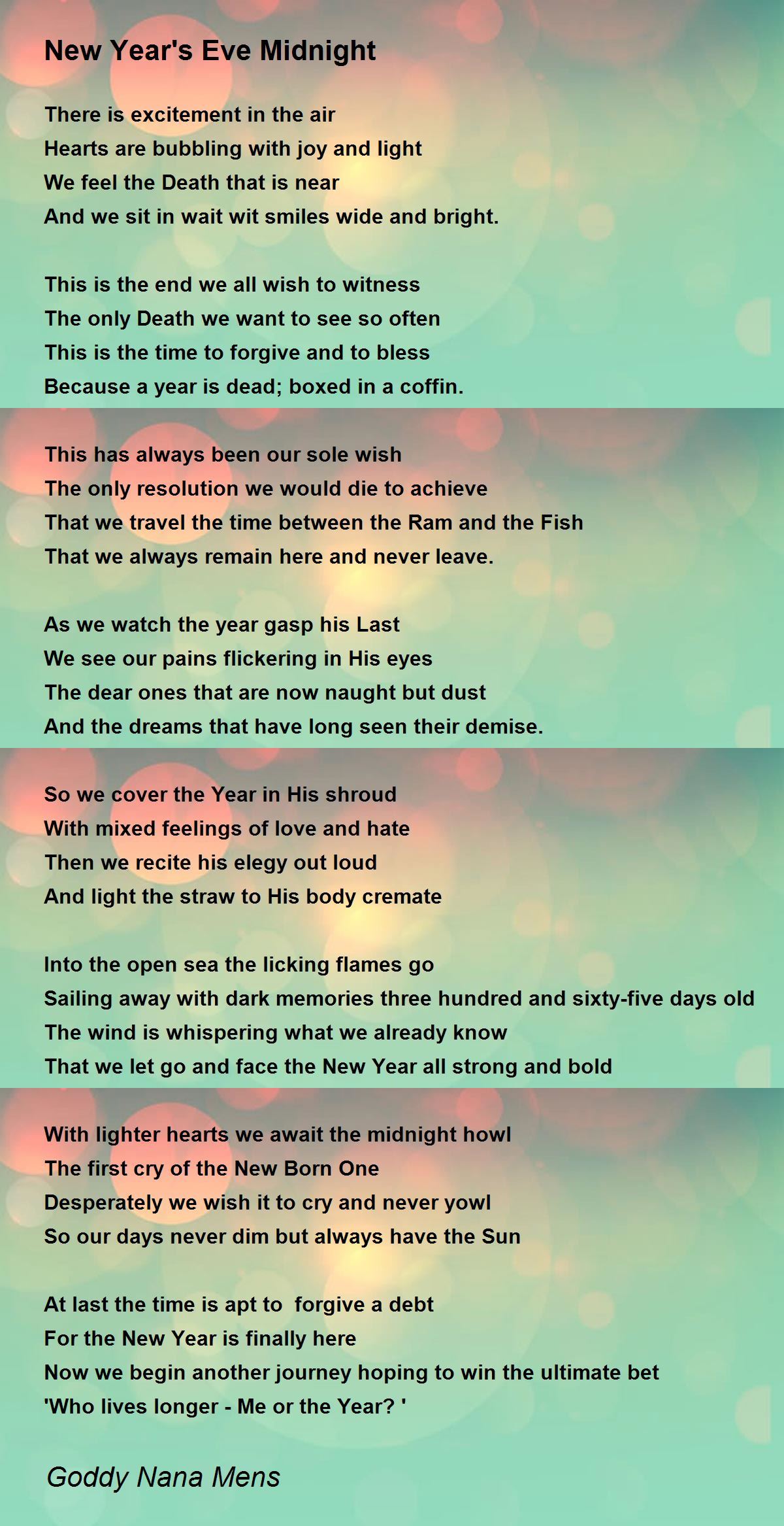 text new for year love message New Eve Poem Mens by  Midnight Year's Goddy Poem  Nana