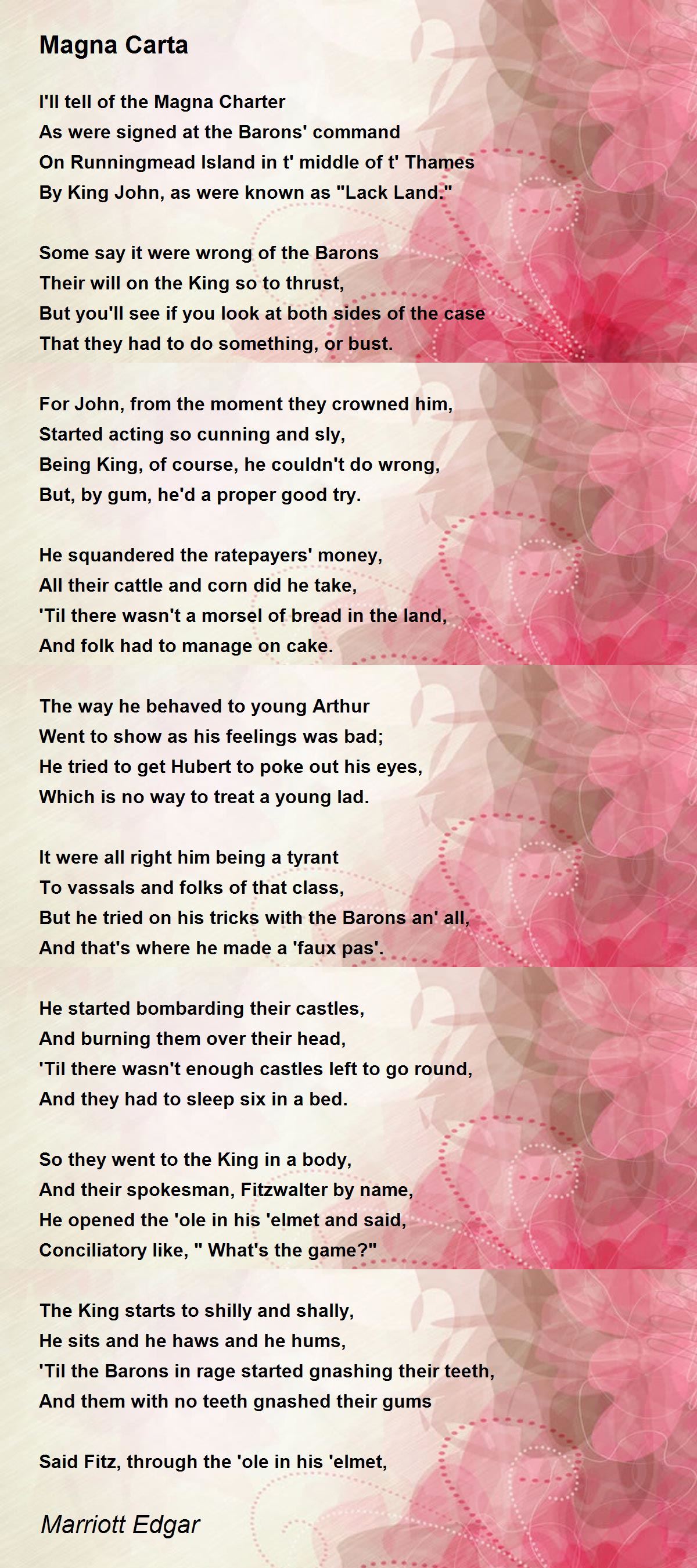 Magna Carta Poem by Marriott Edgar - Poem Hunter