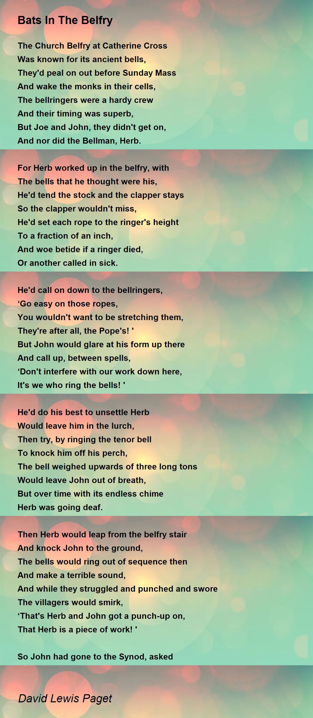 Bats In The Belfry Bats In The Belfry Poem by David Lewis Paget