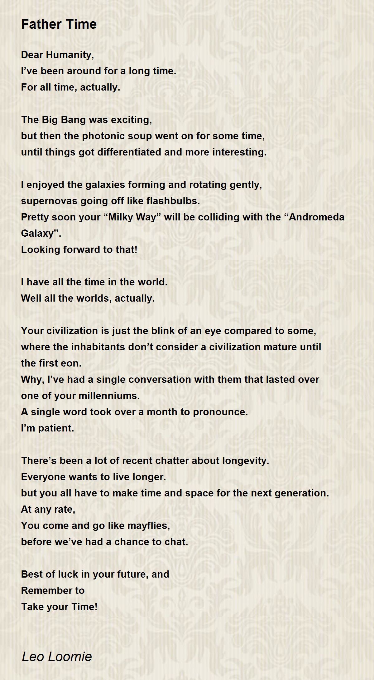 Father Time Father Time Poem by Leo Loomie