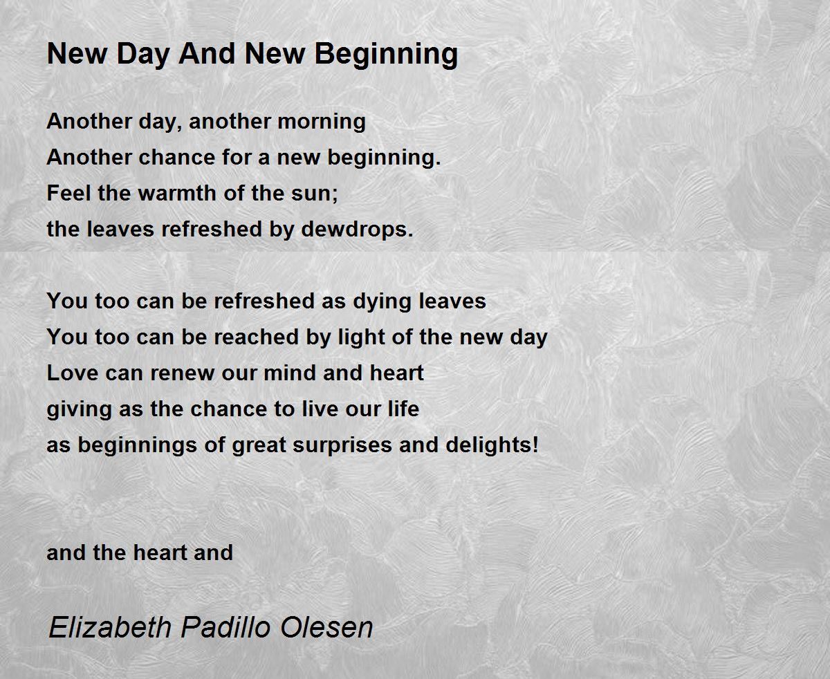 New Day And New Beginning by Elizabeth Padillo Olesen New Day And New
