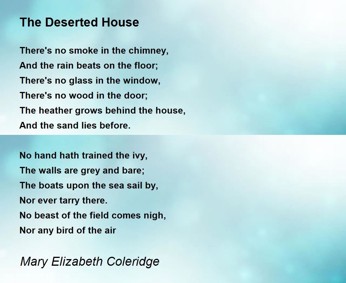 The Deserted House Poem by Mary Elizabeth Coleridge Poem