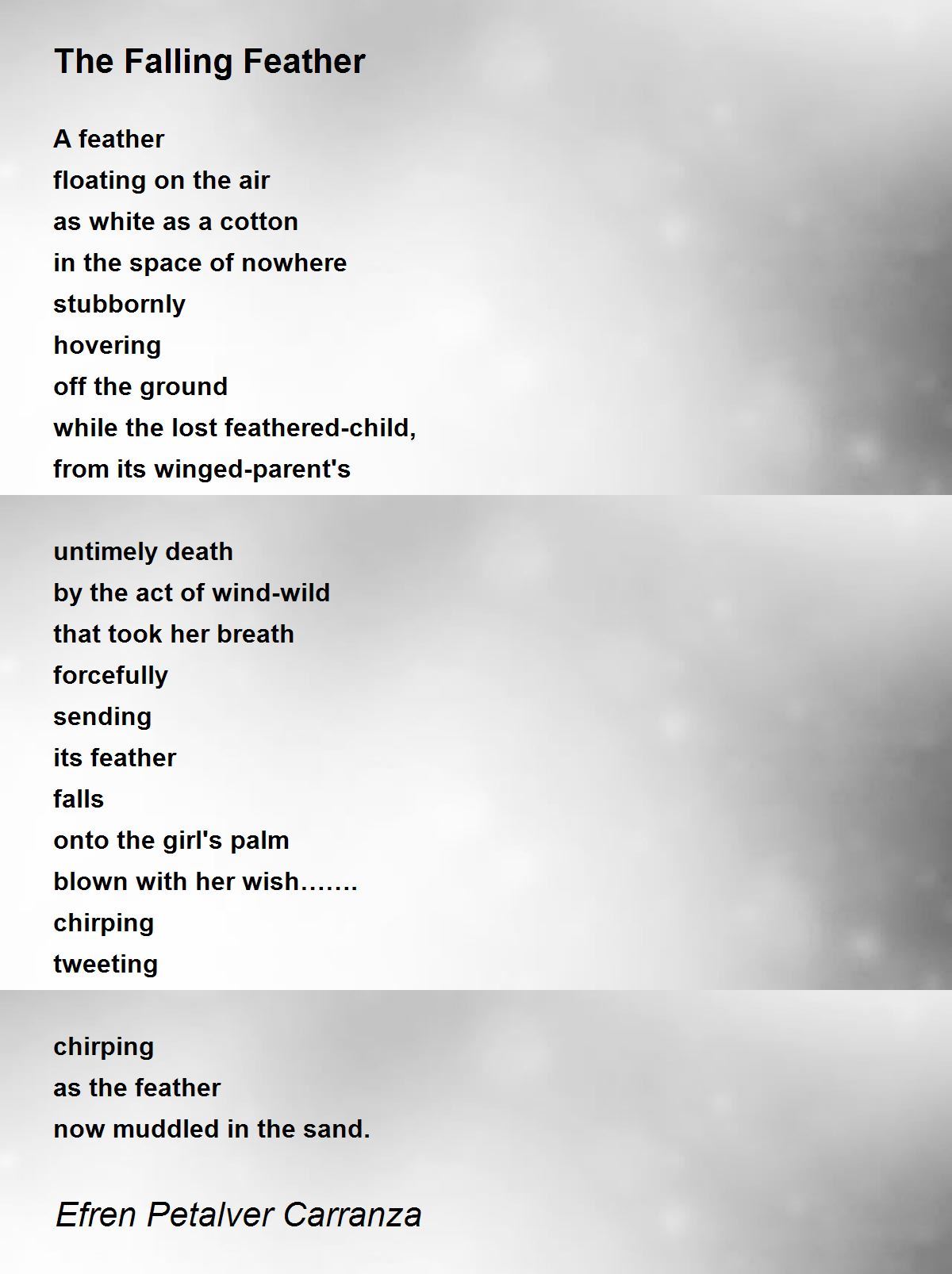 The Falling Feather The Falling Feather Poem by Efren Petalver Carranza