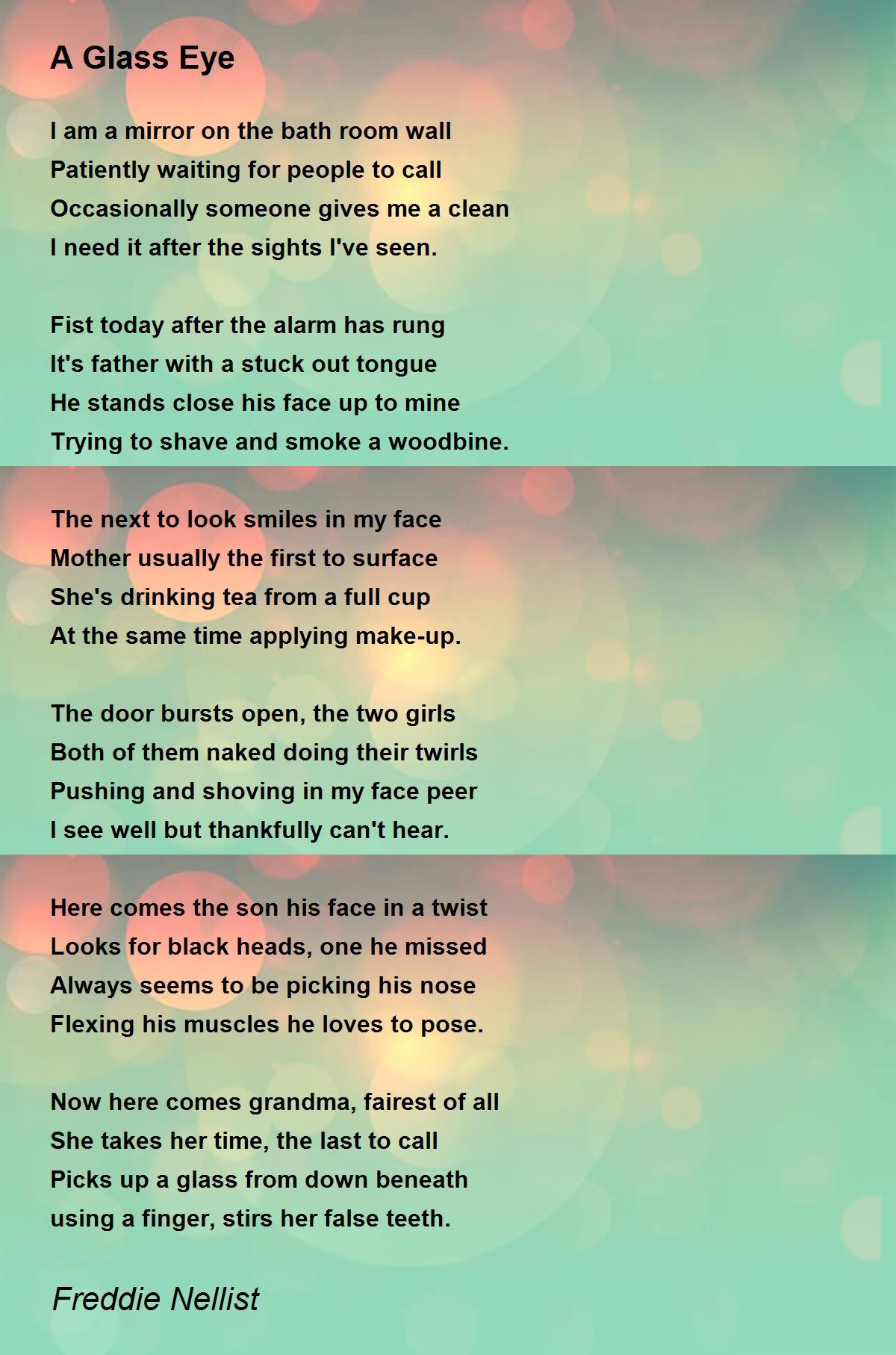 A Glass Eye A Glass Eye Poem by Freddie Nellist