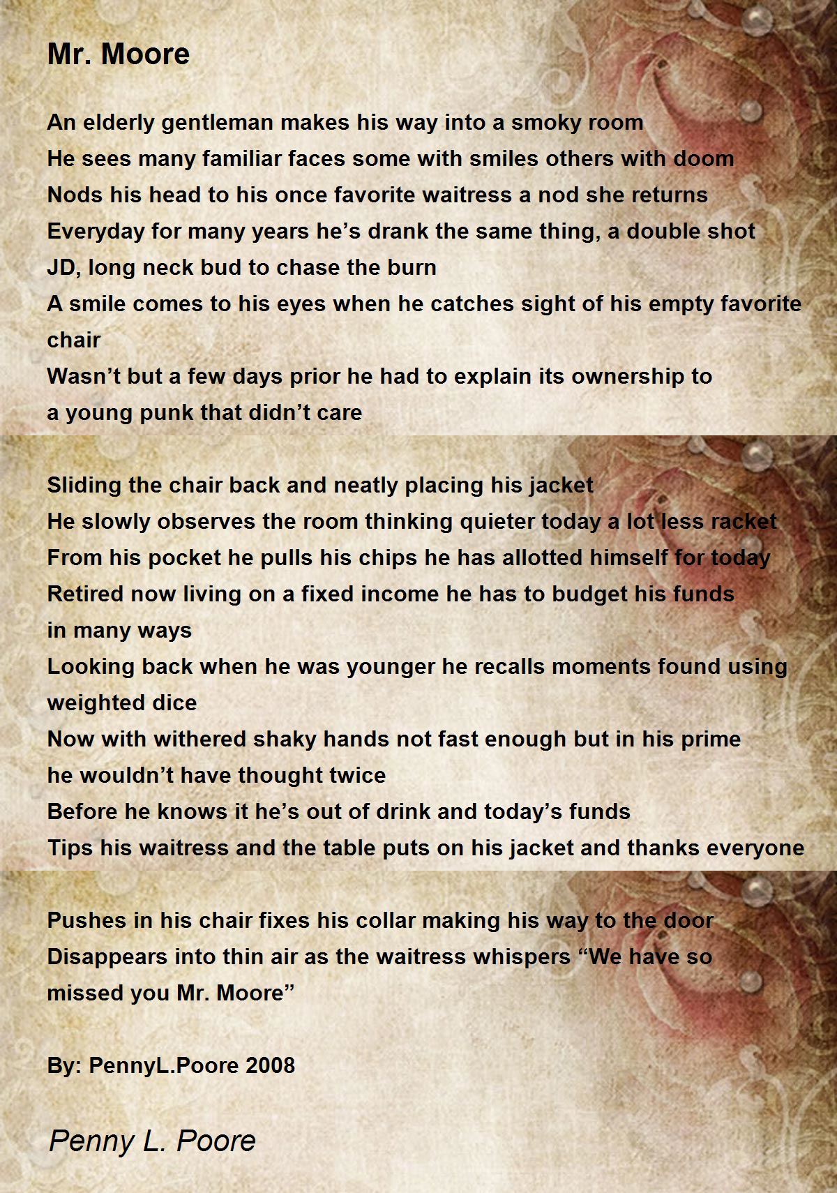 Mr. Moore - Mr. Moore Poem by Penny L. Poore