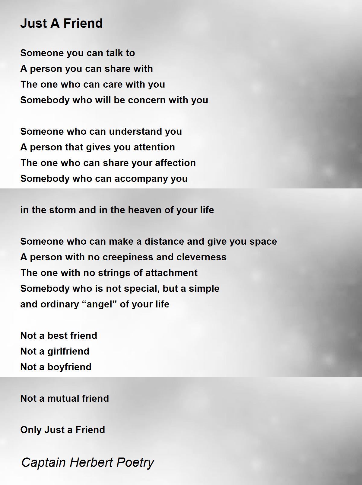 Just A Friend Poem by Captain Herbert Poetry - Poem Hunter