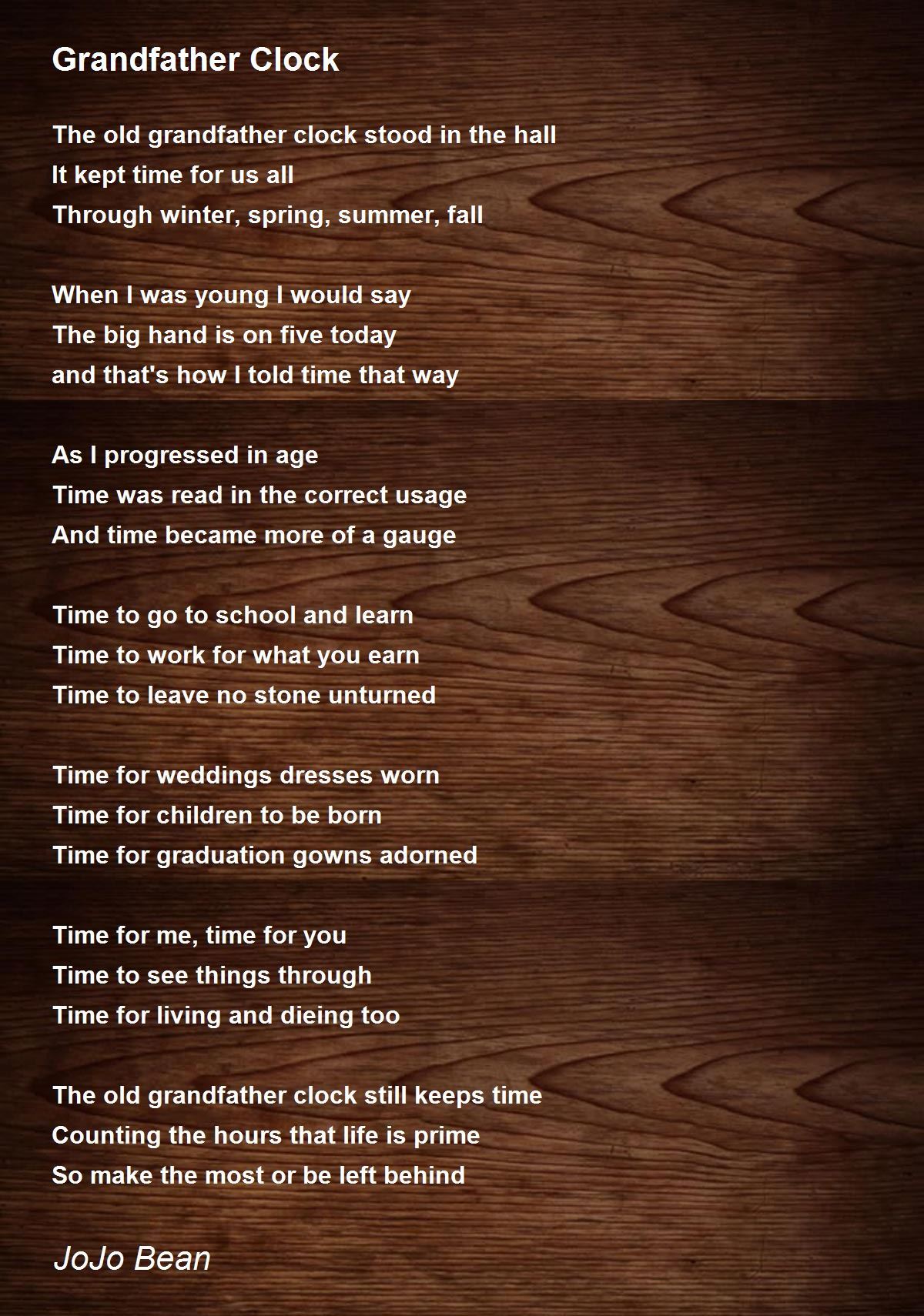 Grandfather Clock Grandfather Clock Poem by JoAnn McGrath