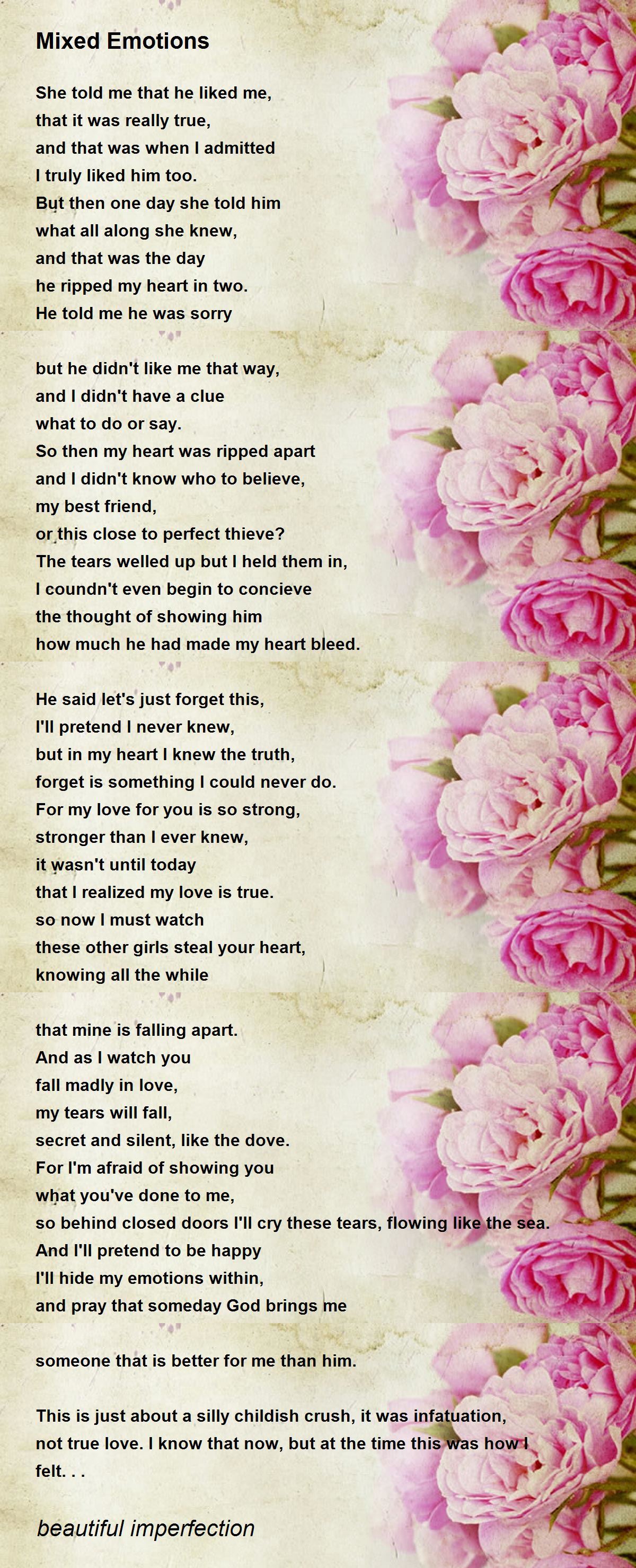 Mixed Emotions Mixed Emotions Poem by beautiful imperfection