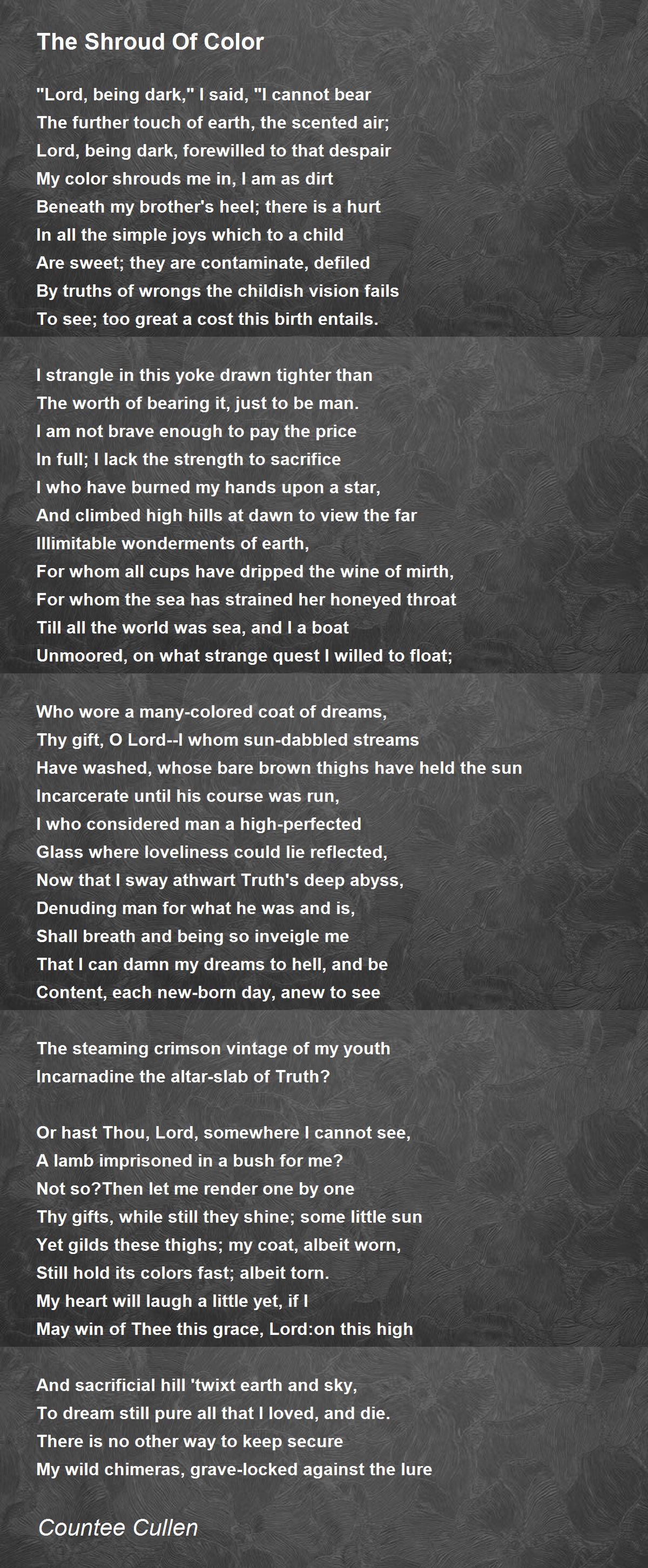 The Shroud Of Color The Shroud Of Color Poem By Countee Cullen