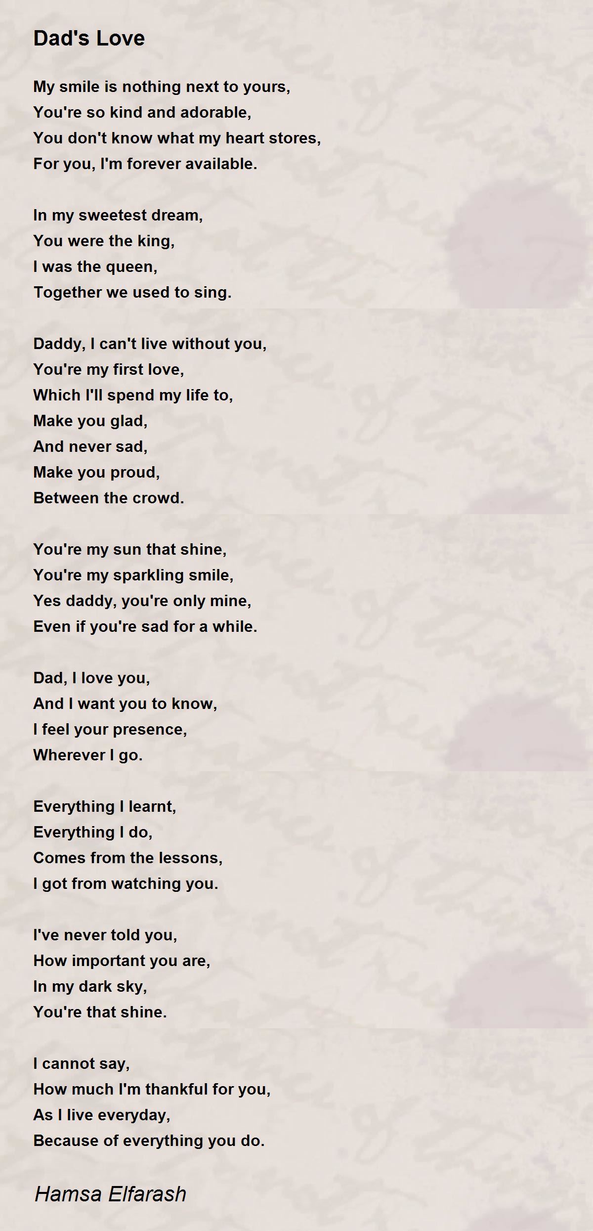 Dad's Love - Dad's Love Poem by Hamsa Elfarash