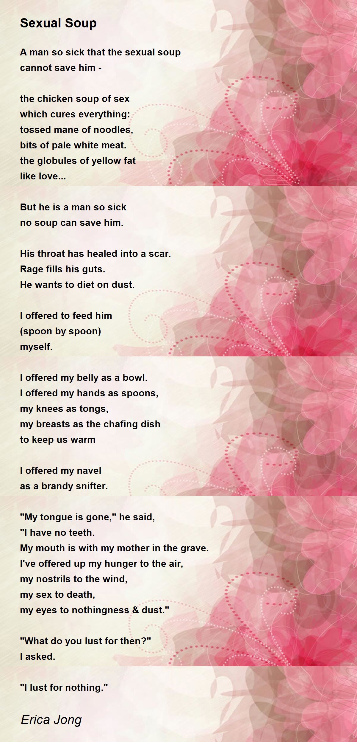 Sexual Soup Sexual Soup Poem by Erica Jong