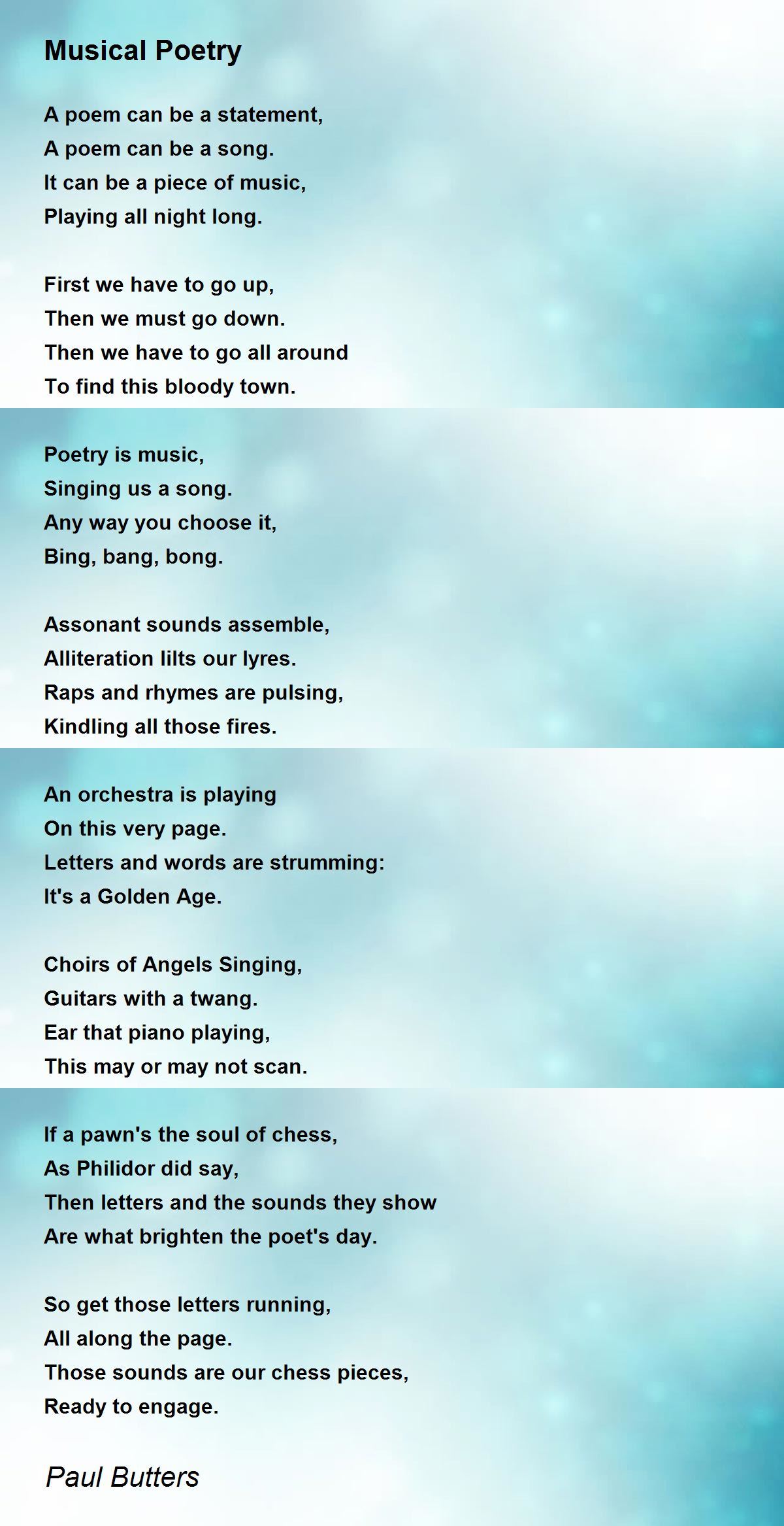 Musical Poetry by Paul Butters Musical Poetry Poem