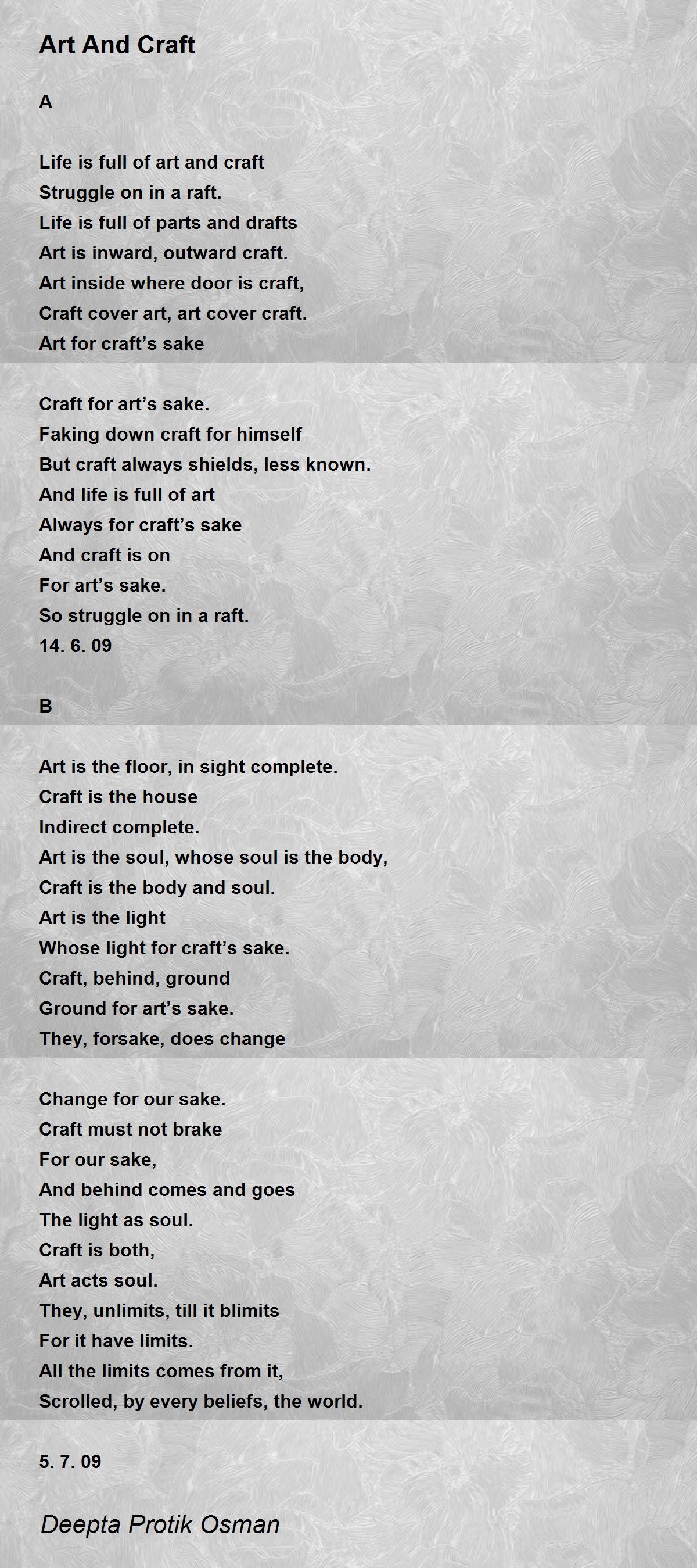 Art And Craft Art And Craft Poem by Deepta Protik Osman