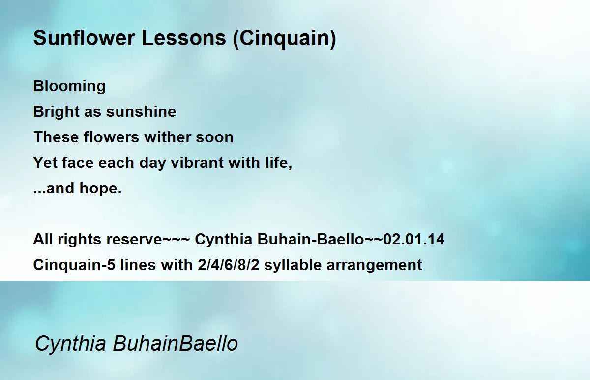Sunflower Lessons (Cinquain) Sunflower Lessons (Cinquain) Poem by