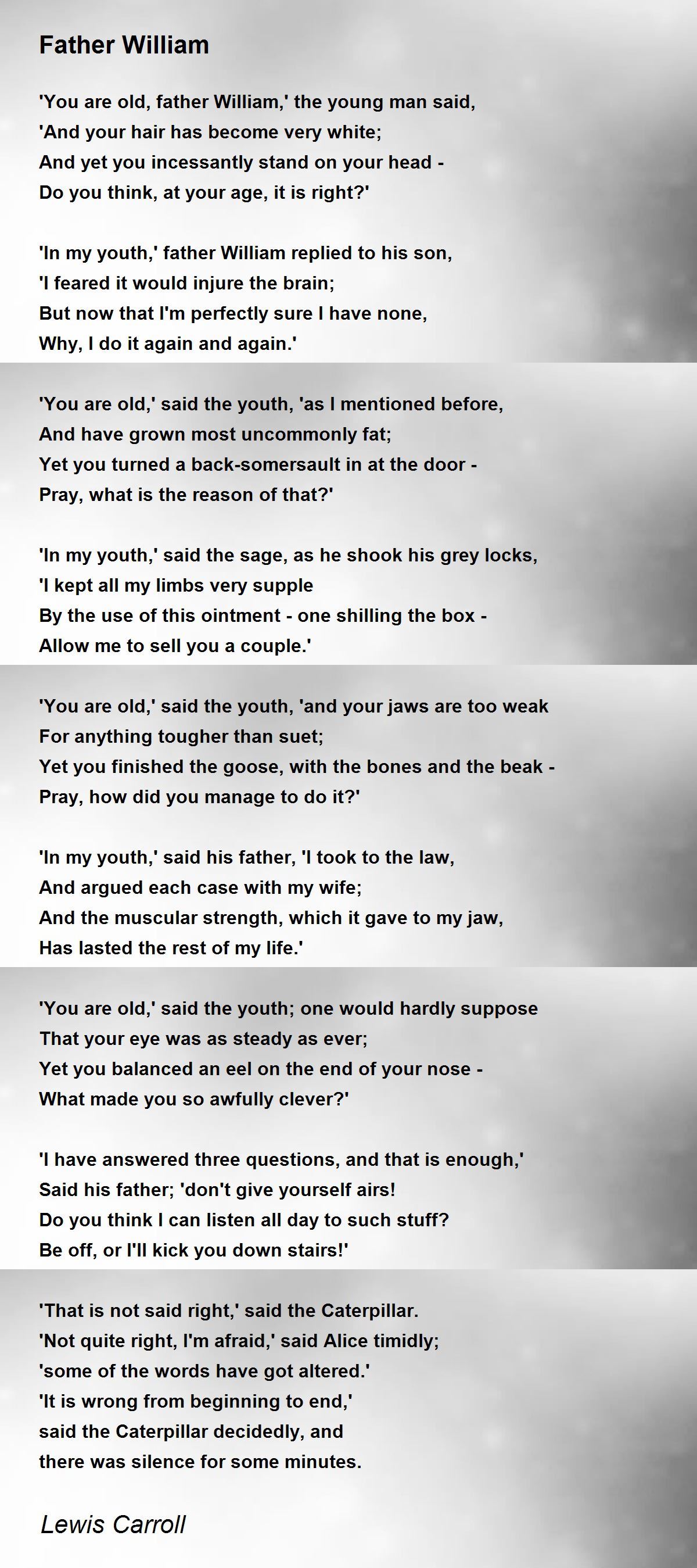 Father William - Father William Poem by Lewis Carroll